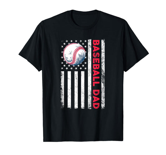 Baseball Dad Usa American Flag Patriotic T-Shirt - Minimalist Print Unisex - T-Shirt, Sweatshirt, Hoodie