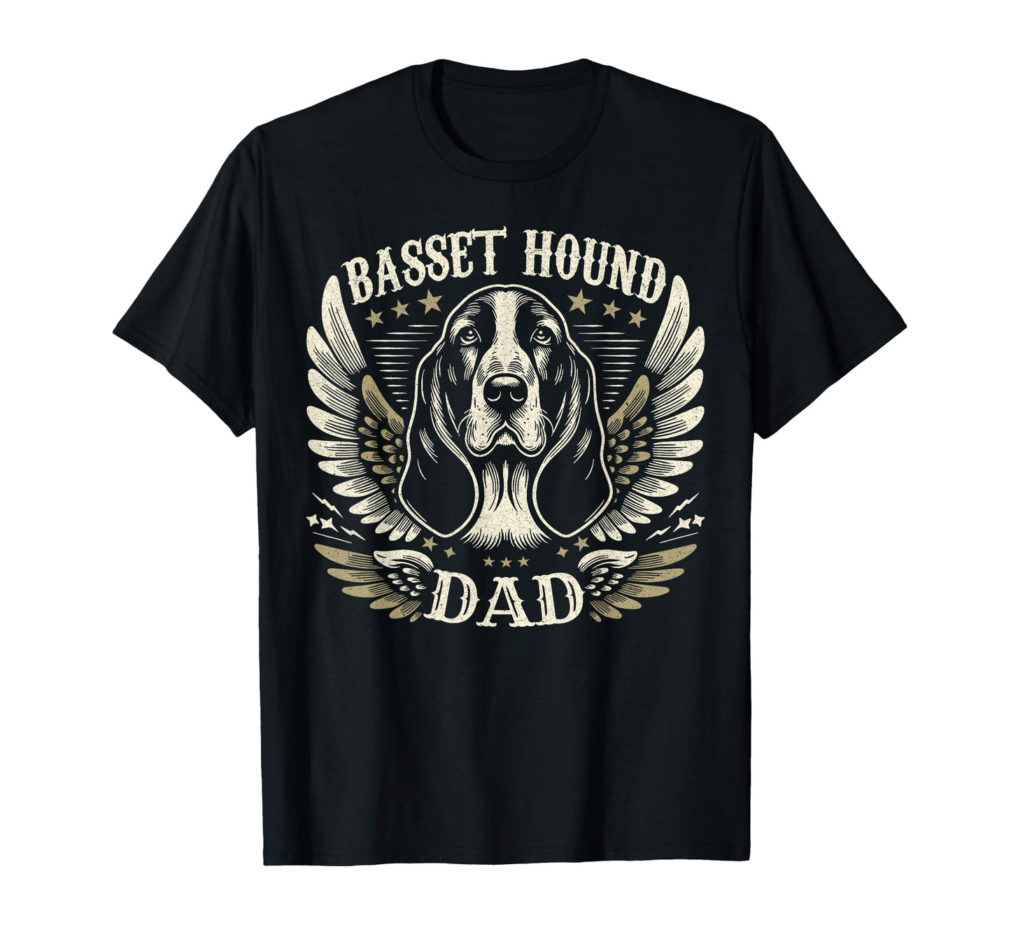 Basset Hound Dad Biker Wings T-Shirt - Fun Novelty Design for Adults - T-Shirt, Sweatshirt, Hoodie