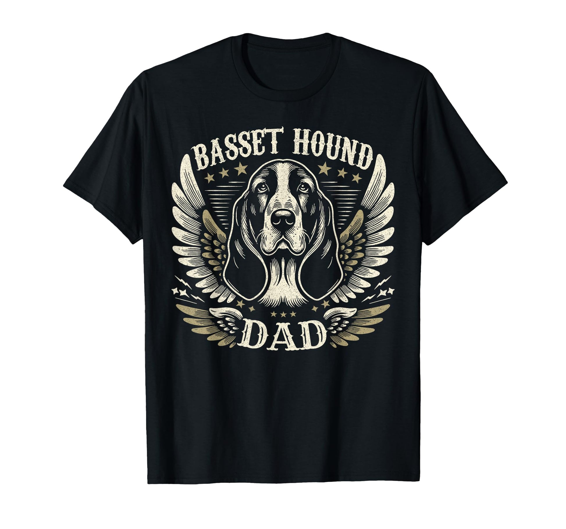Basset Hound Dad Biker Wings T-Shirt - Fun Novelty Design for Adults - T-Shirt, Sweatshirt, Hoodie