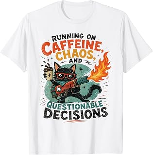 Running On Caffeine Chaos and Questionable Decisions T-Shirt Unisex T-shirt, Sweatshirt, Hoodie, Long Sleeve Tee - T-Shirt, Sweatshirt, Hoodie