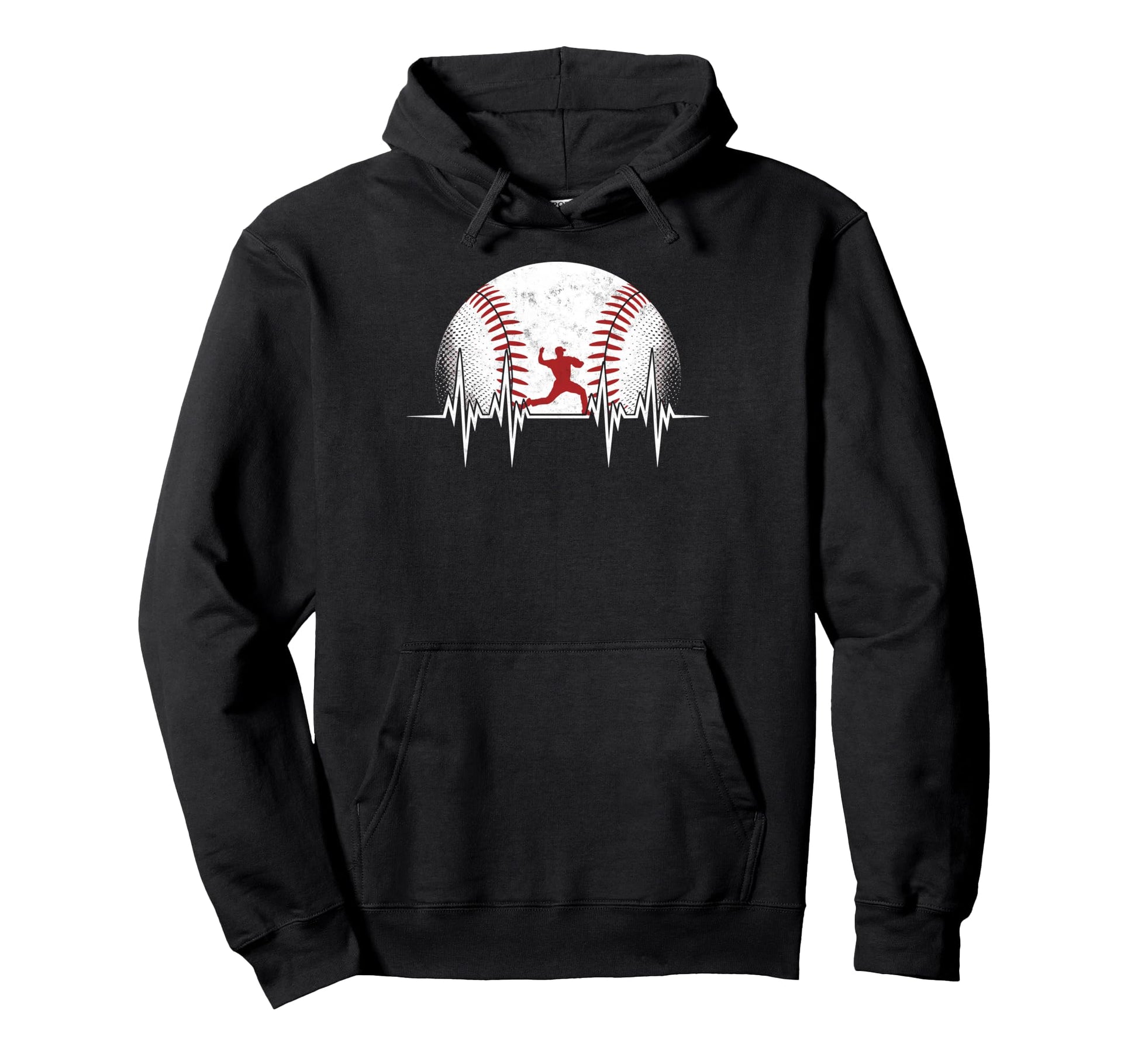 Baseball Ball Heartbeat Player Coach Hoodie - Unique Graphic for Adults - T-Shirt, Sweatshirt, Hoodie