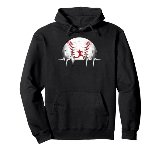 Baseball Ball Heartbeat Player Coach Hoodie - Unique Graphic for Adults - T-Shirt, Sweatshirt, Hoodie