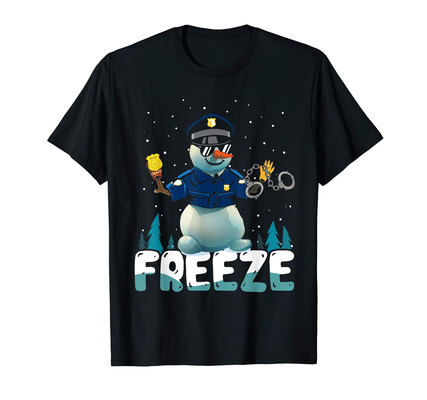 Police Freeze Cop Snowman Police Officer T-Shirt - Graphic Print Men Women - T-Shirt, Sweatshirt, Hoodie