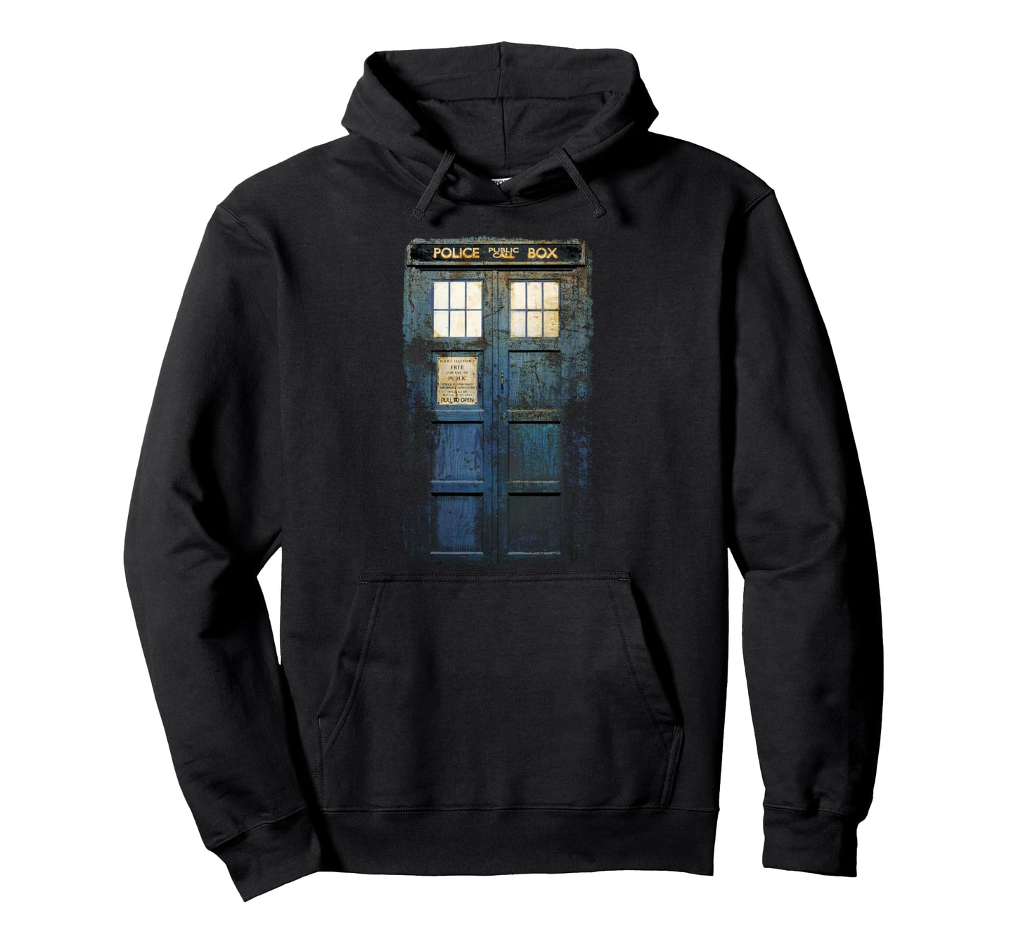 Cosplay Tardis Distressed Time Traveller Hoodie - Minimalist Print Unisex - T-Shirt, Sweatshirt, Hoodie