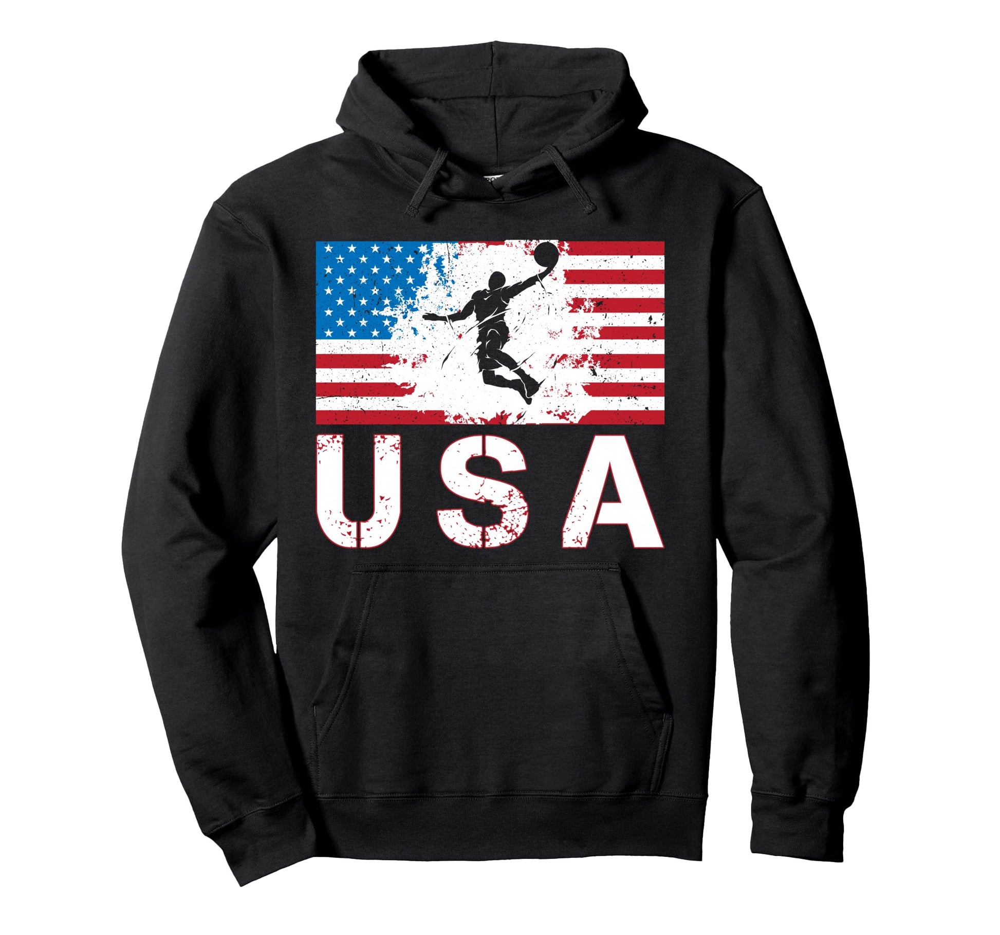 Basketball Usa Team American Flag Us Hoodie - Graphic Print Unisex - T-Shirt, Sweatshirt, Hoodie