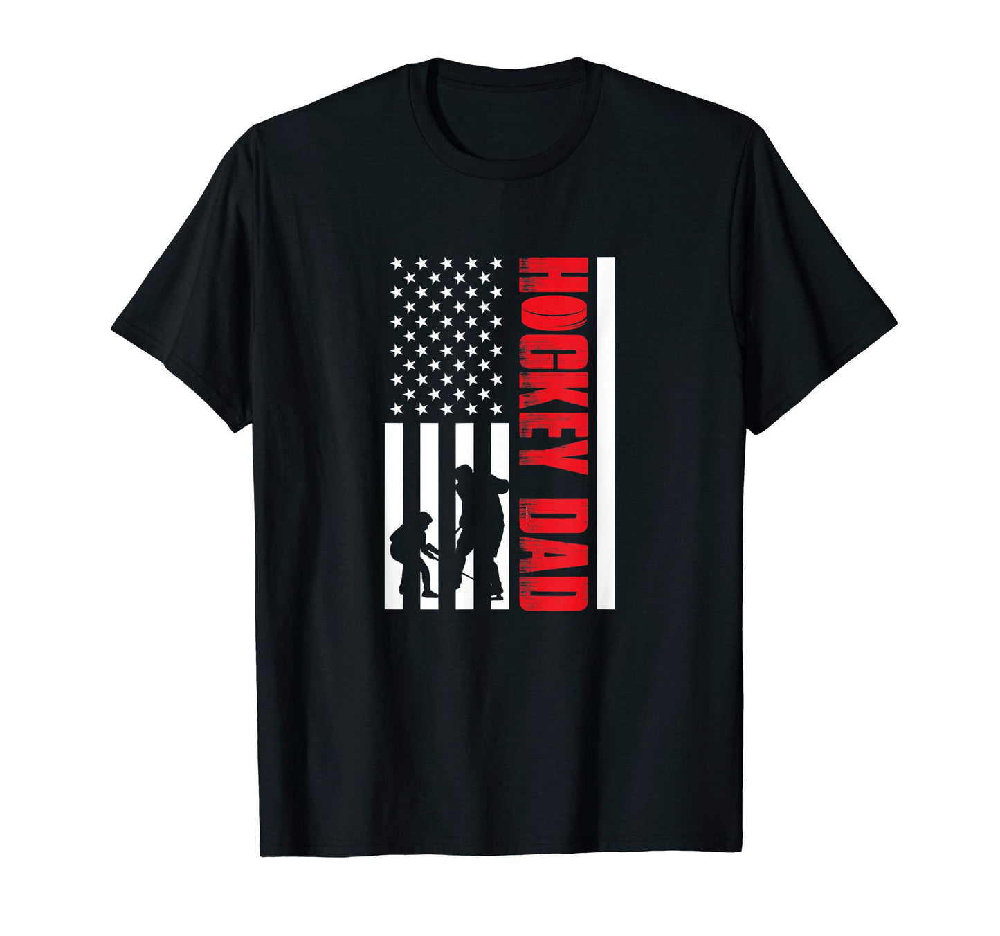 Mens Hockey Dad 4Th July Us Flag Fathers T-Shirt - Custom Art Print Unisex - T-Shirt, Sweatshirt, Hoodie