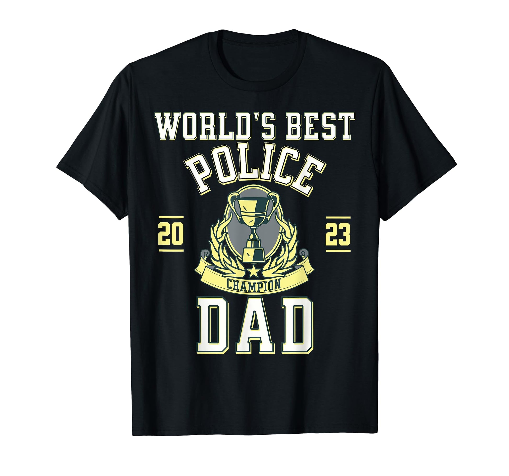 Worlds Best Police Dad 2023 Fathers T-Shirt - Minimalist Print for Adults - T-Shirt, Sweatshirt, Hoodie