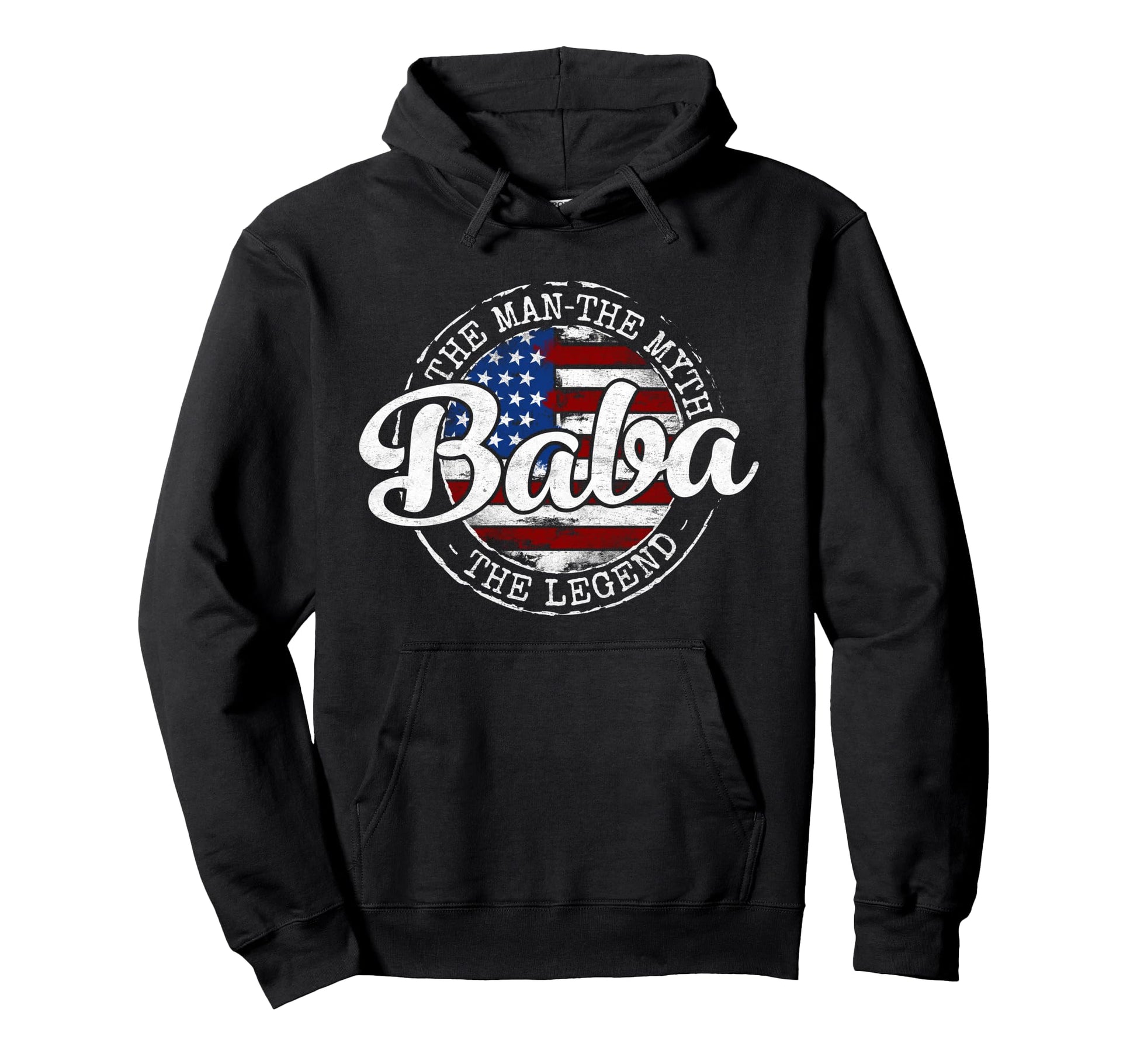 Baba Myth Legend Usa Flag Stamp Fathers Hoodie - Unique Graphic Men Women - T-Shirt, Sweatshirt, Hoodie