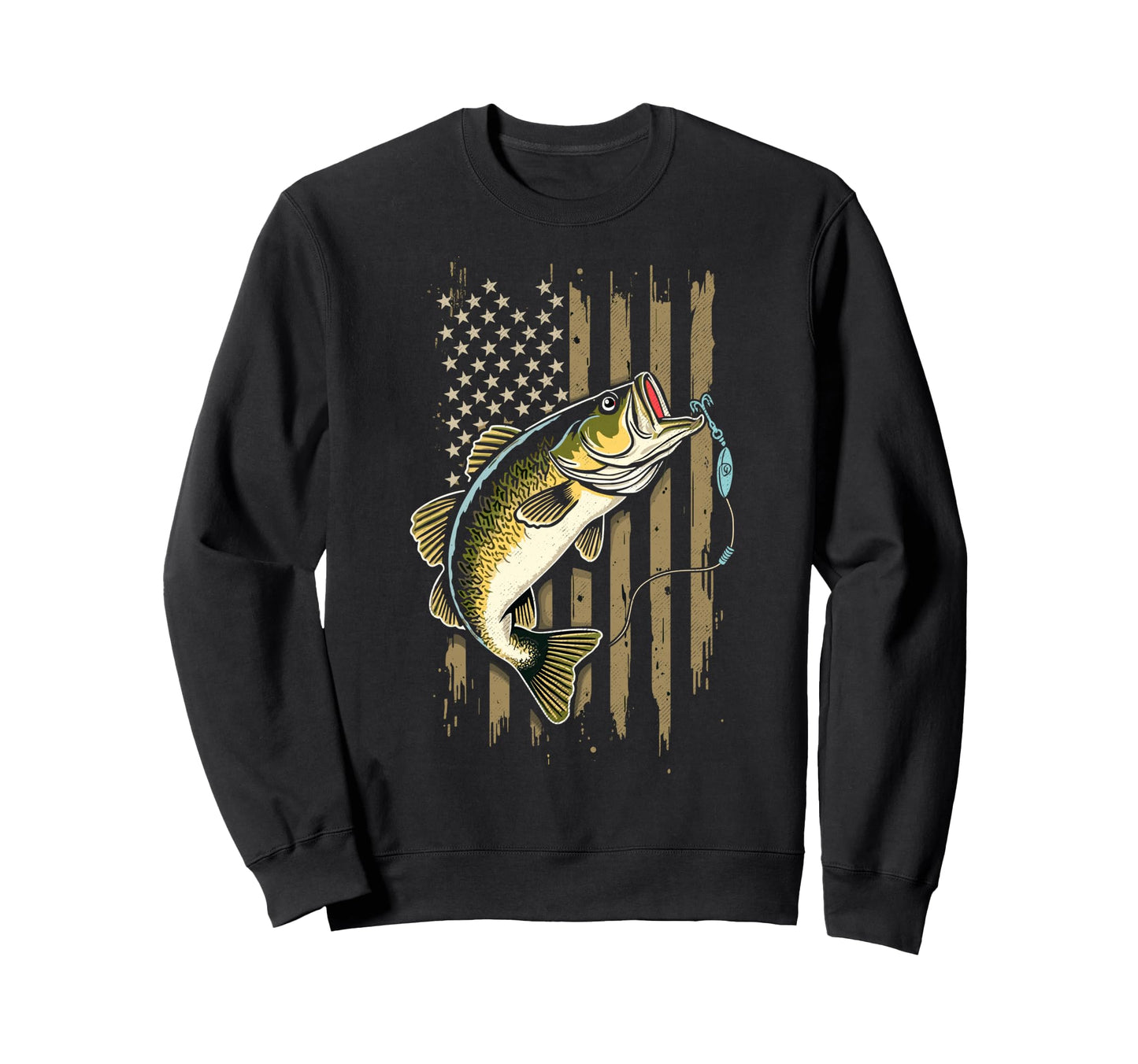 Us American Flag Fishing Lover Fish Sweatshirt - Unique Graphic Unisex - T-Shirt, Sweatshirt, Hoodie