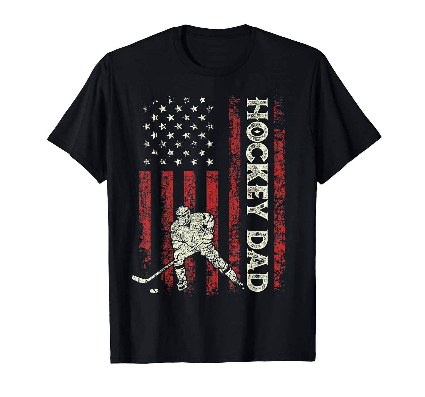 Mens Fathers Day Ice Hockey Dad Us Flag T-Shirt - Graphic Print for Adults - T-Shirt, Sweatshirt, Hoodie