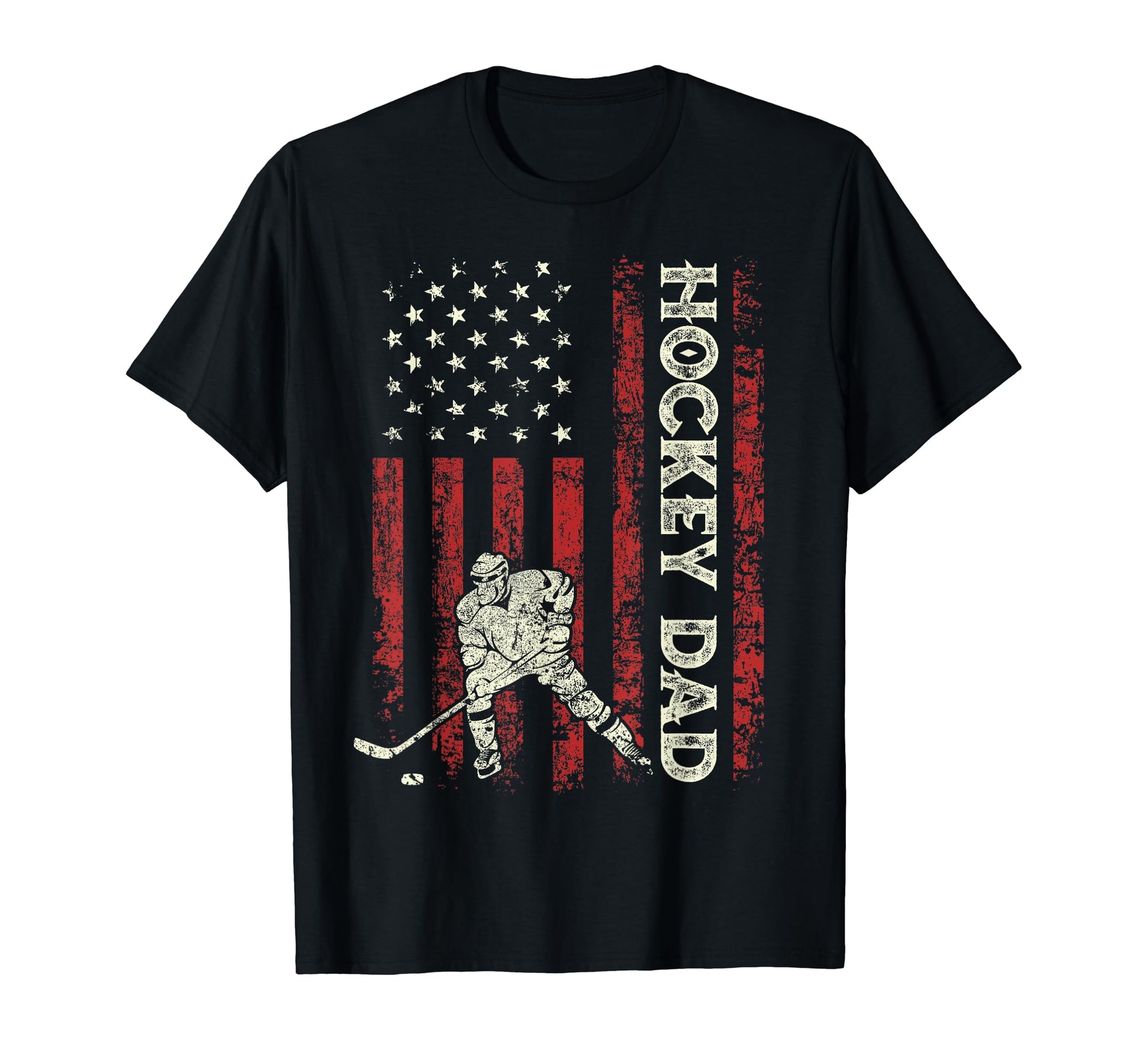 Mens Fathers Day Ice Hockey Dad Us Flag T-Shirt - Graphic Print for Adults - T-Shirt, Sweatshirt, Hoodie