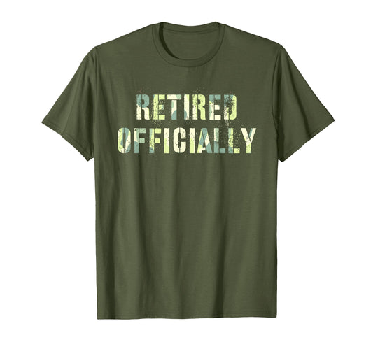 Camo Retired Officially Officer Grunt Corp T-Shirt - Graphic Print Unisex - T-Shirt, Sweatshirt, Hoodie