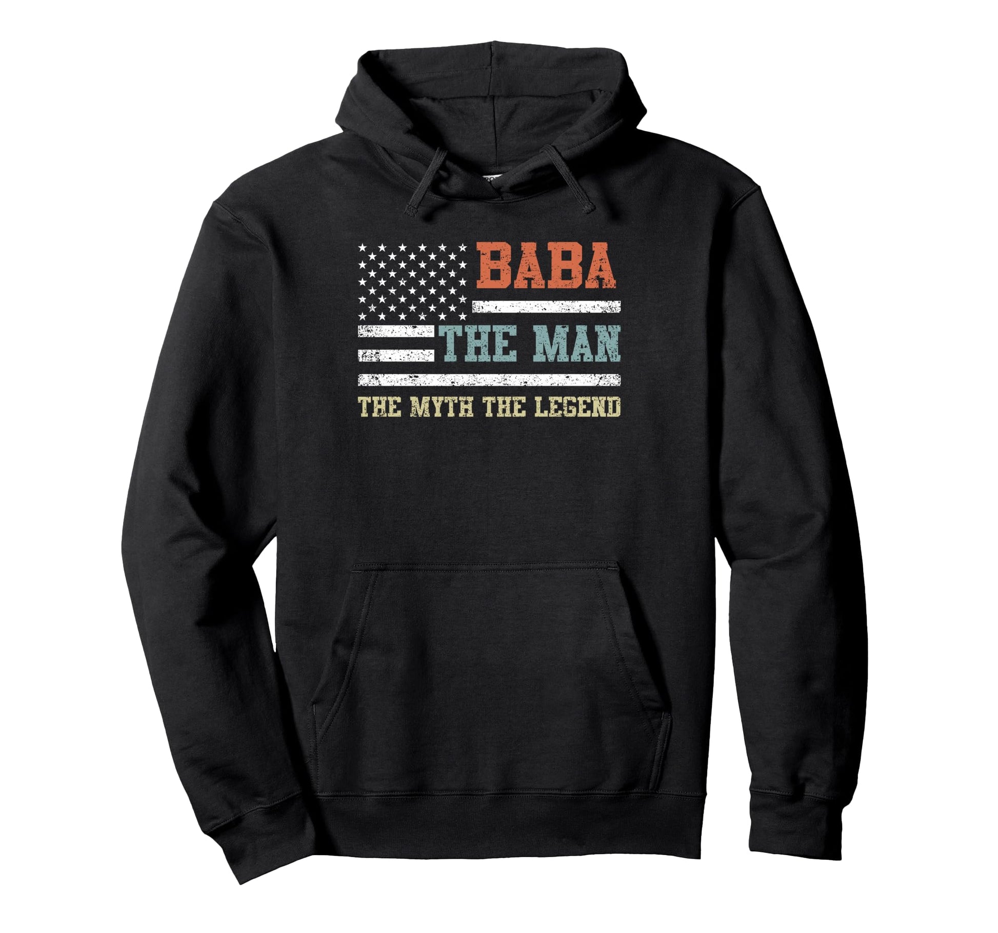 Baba Myth Legend Us Flag Fathers Day Hoodie - Minimalist Print for Adults - T-Shirt, Sweatshirt, Hoodie
