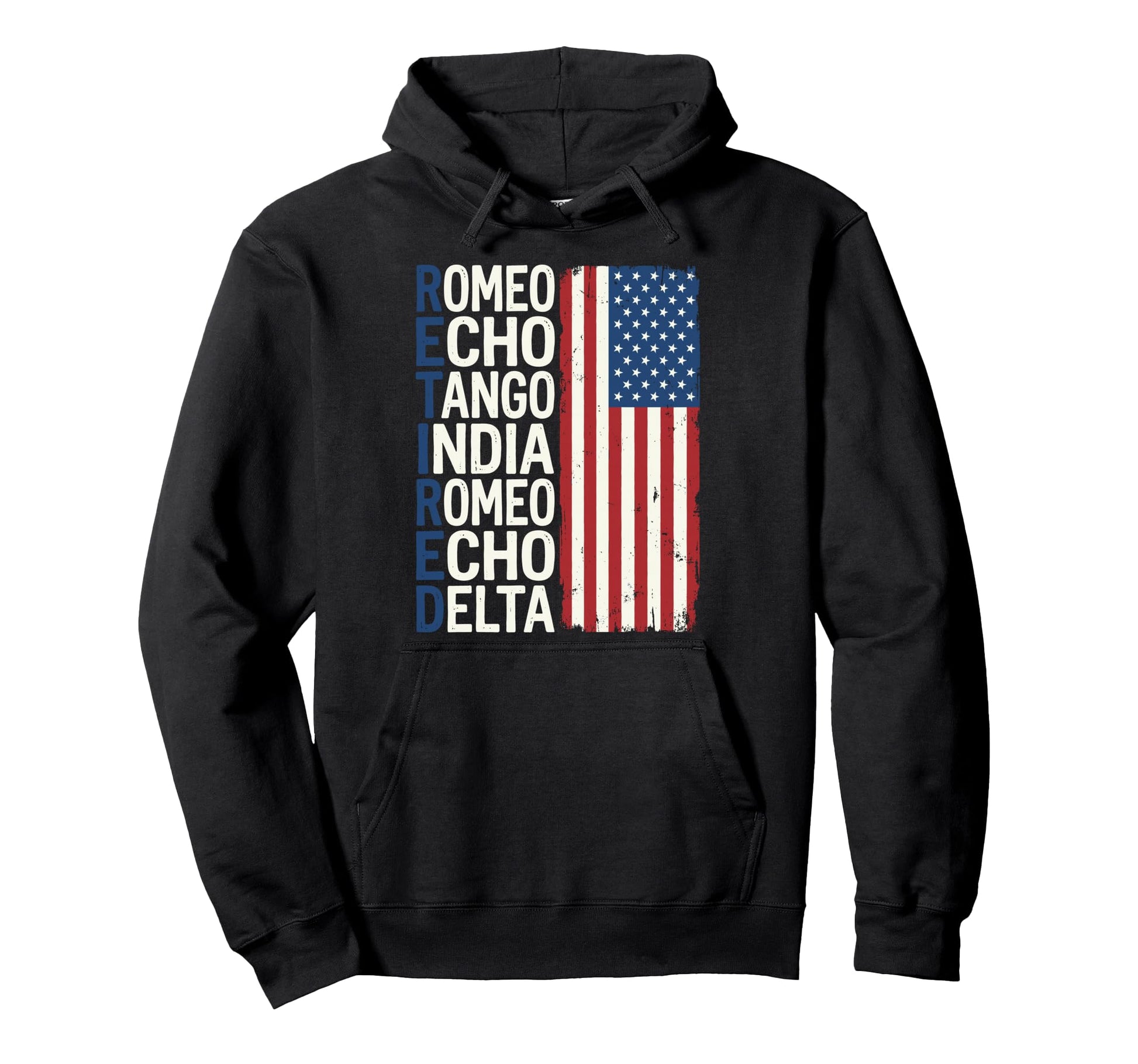 Usa Flag Patriotic Retired Hoodie - Fun Novelty Design for Adults - T-Shirt, Sweatshirt, Hoodie