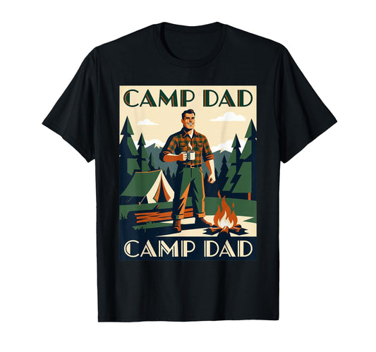Camp Dad Mountain Camping Coffee T-Shirt - Custom Art Print Unisex - T-Shirt, Sweatshirt, Hoodie