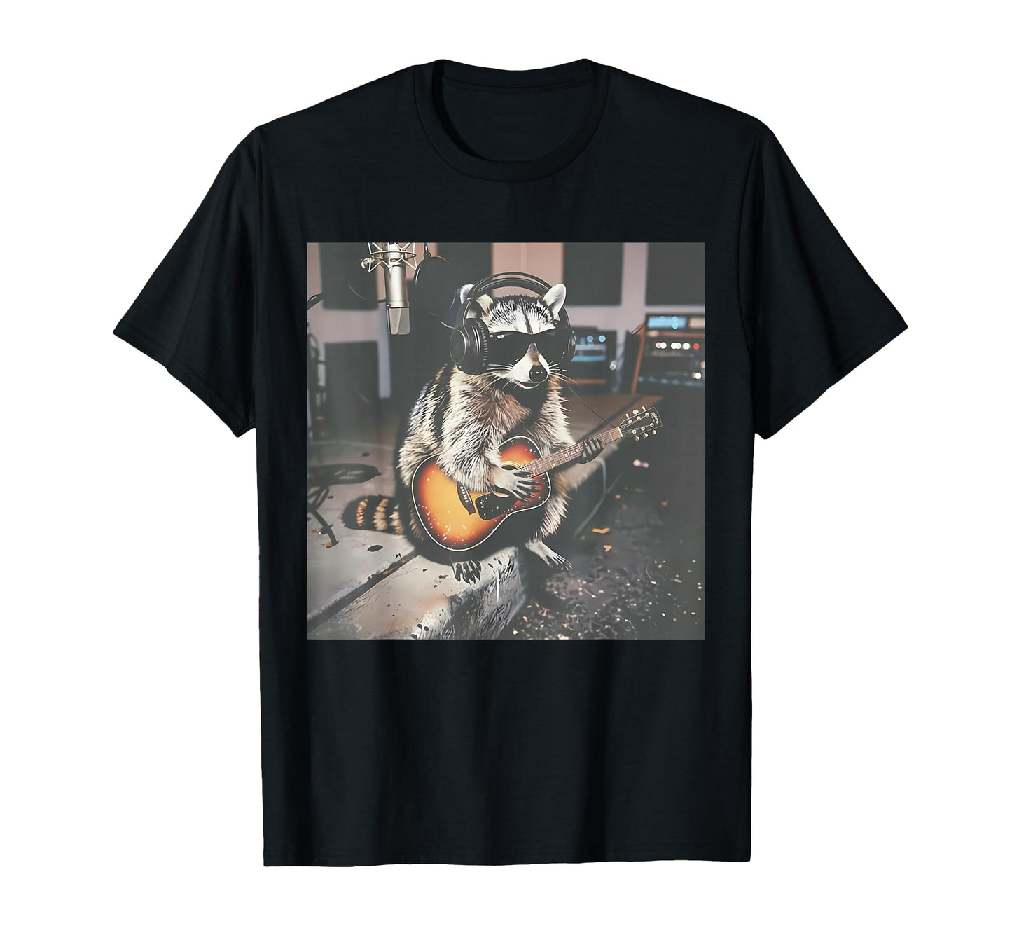 Raccoon Playing Guitar Funny Animal T-Shirt - Unique Graphic Men Women - T-Shirt, Sweatshirt, Hoodie