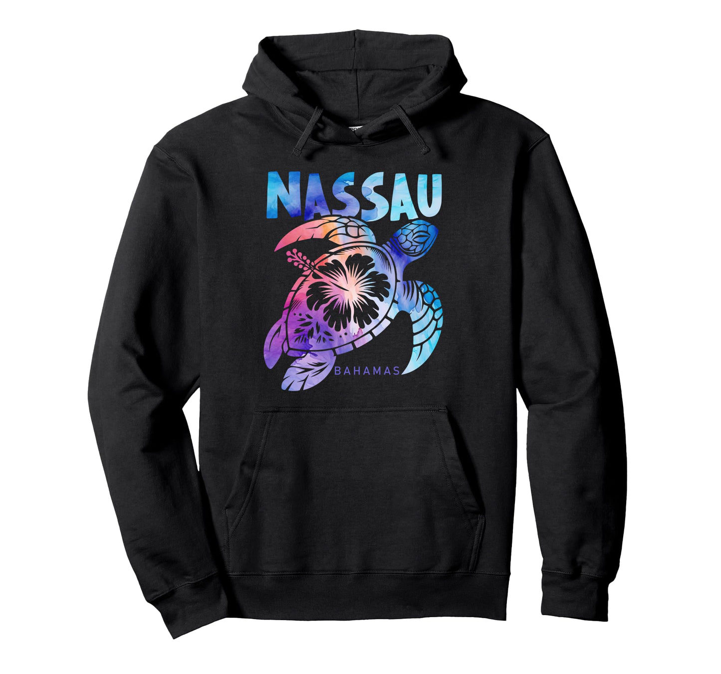 Nassau Tie Dye Sea Turtle Hibiscus Hoodie - Custom Art Print Men Women - T-Shirt, Sweatshirt, Hoodie
