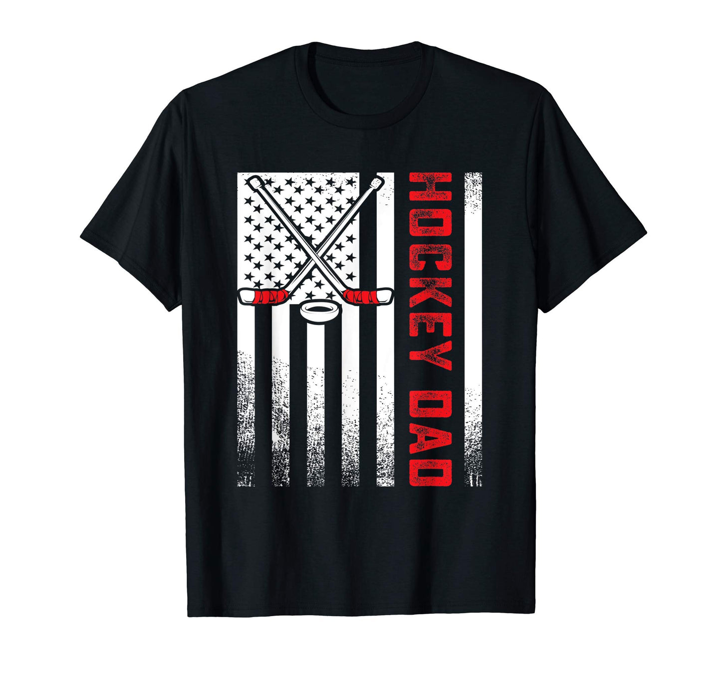 American Flag Dad Ice Hockey Gift Street T-Shirt - Custom Art Print Unisex - T-Shirt, Sweatshirt, Hoodie