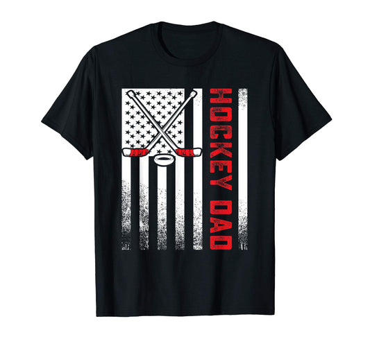 American Flag Dad Ice Hockey Gift Street T-Shirt - Custom Art Print Unisex - T-Shirt, Sweatshirt, Hoodie