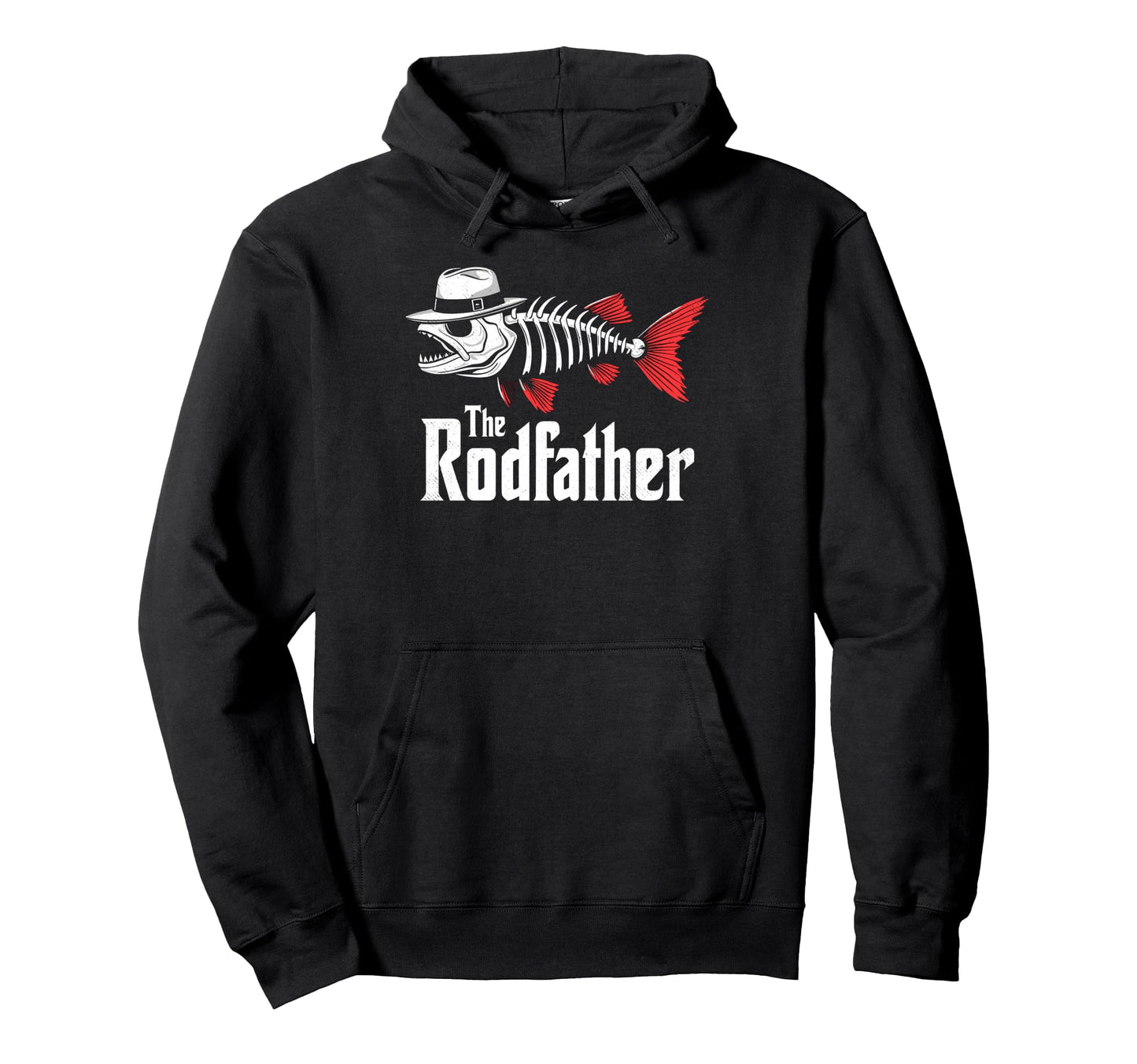 Rodfather Fishing Dad Fish Skeleton Hoodie - Novelty Apparel for Adults - T-Shirt, Sweatshirt, Hoodie