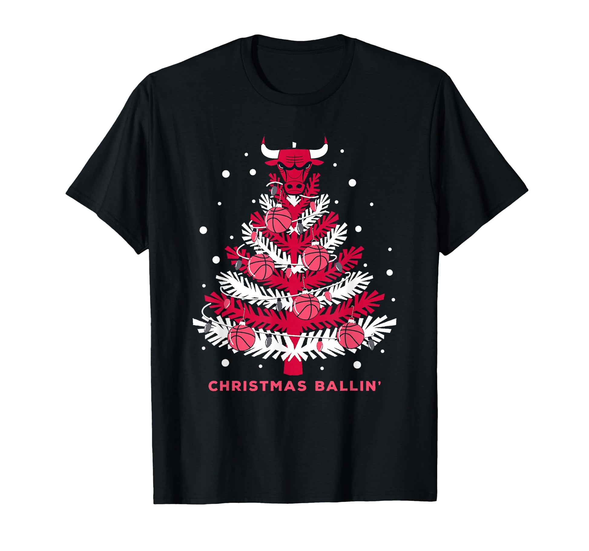 Nba Chicago Bulls X Mas Tree T-Shirt - Novelty Apparel for Adults - T-Shirt, Sweatshirt, Hoodie