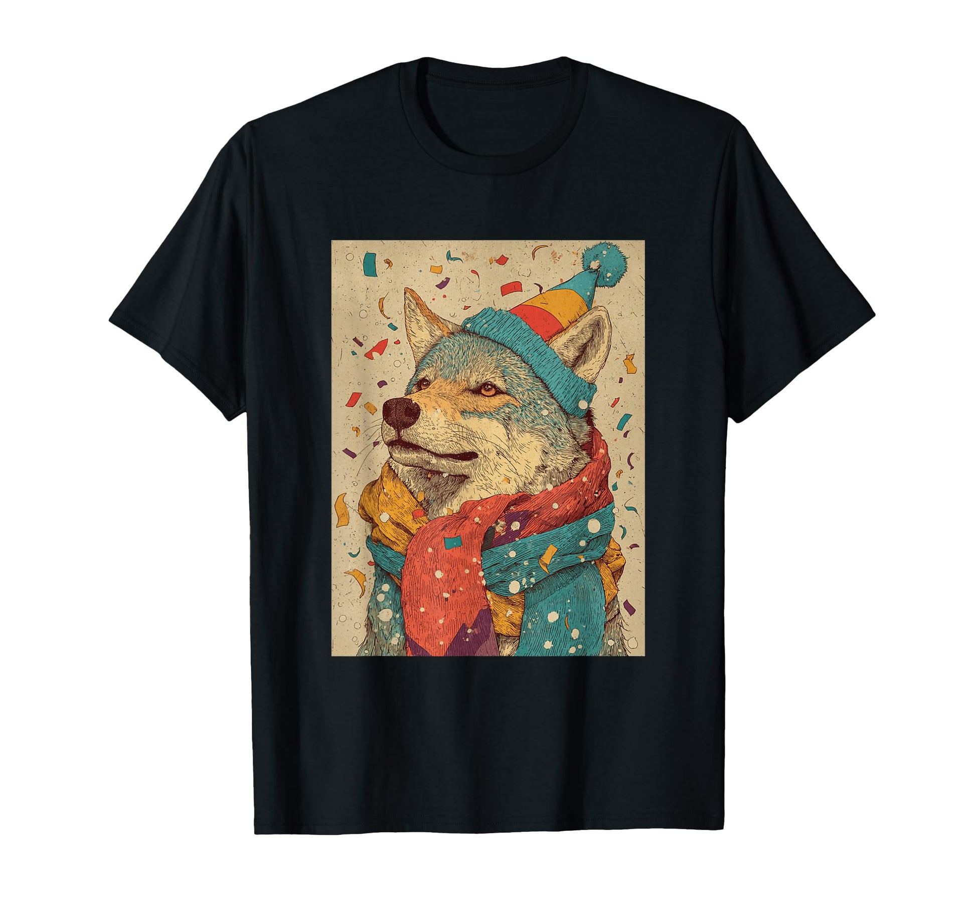 Coyote Birthday Confetti Pop Art T-Shirt - Trendy Graphic Unisex - T-Shirt, Sweatshirt, Hoodie