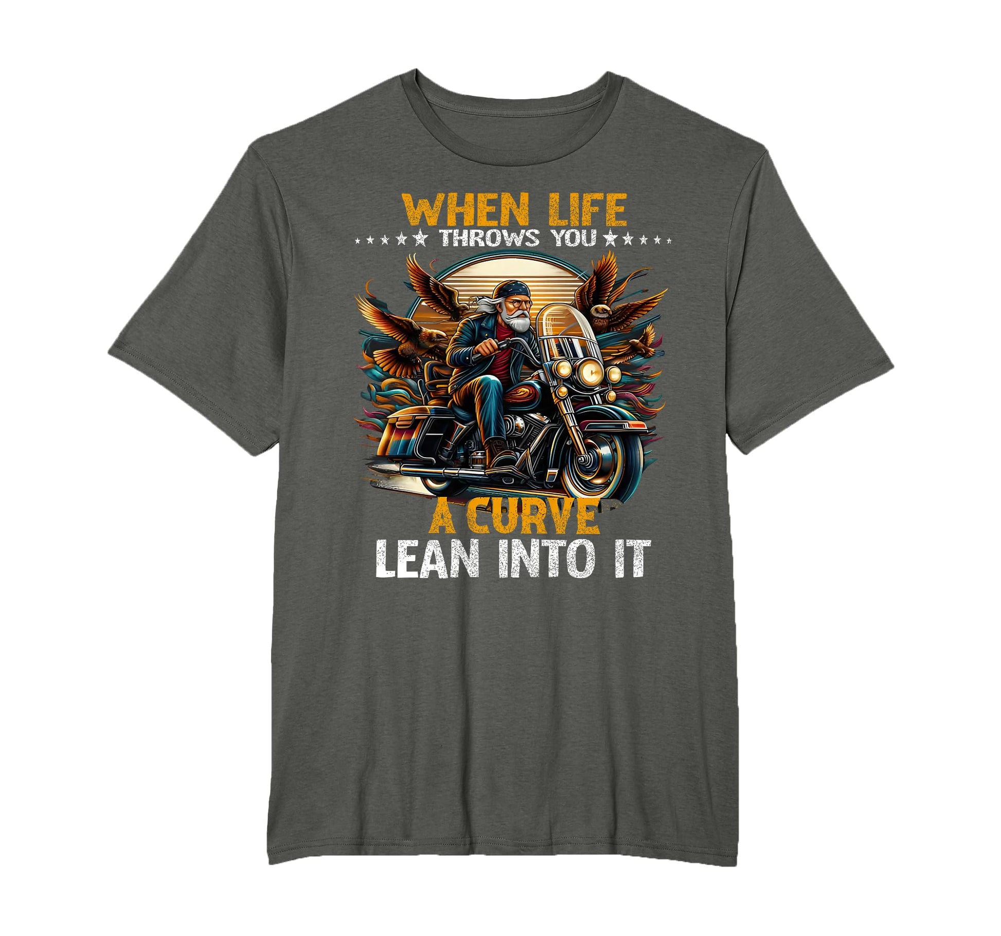 Biker When Life Throws You Curve Grandpa T-Shirt - Minimalist Print Unisex - T-Shirt, Sweatshirt, Hoodie