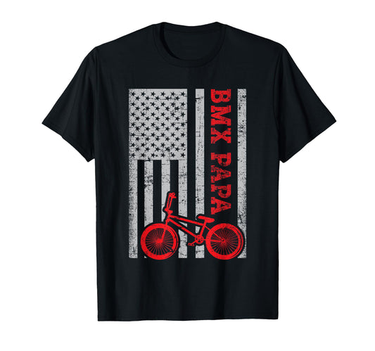 American Flag Bmx Biking Papa Cycling T-Shirt - Custom Art Print Unisex - T-Shirt, Sweatshirt, Hoodie
