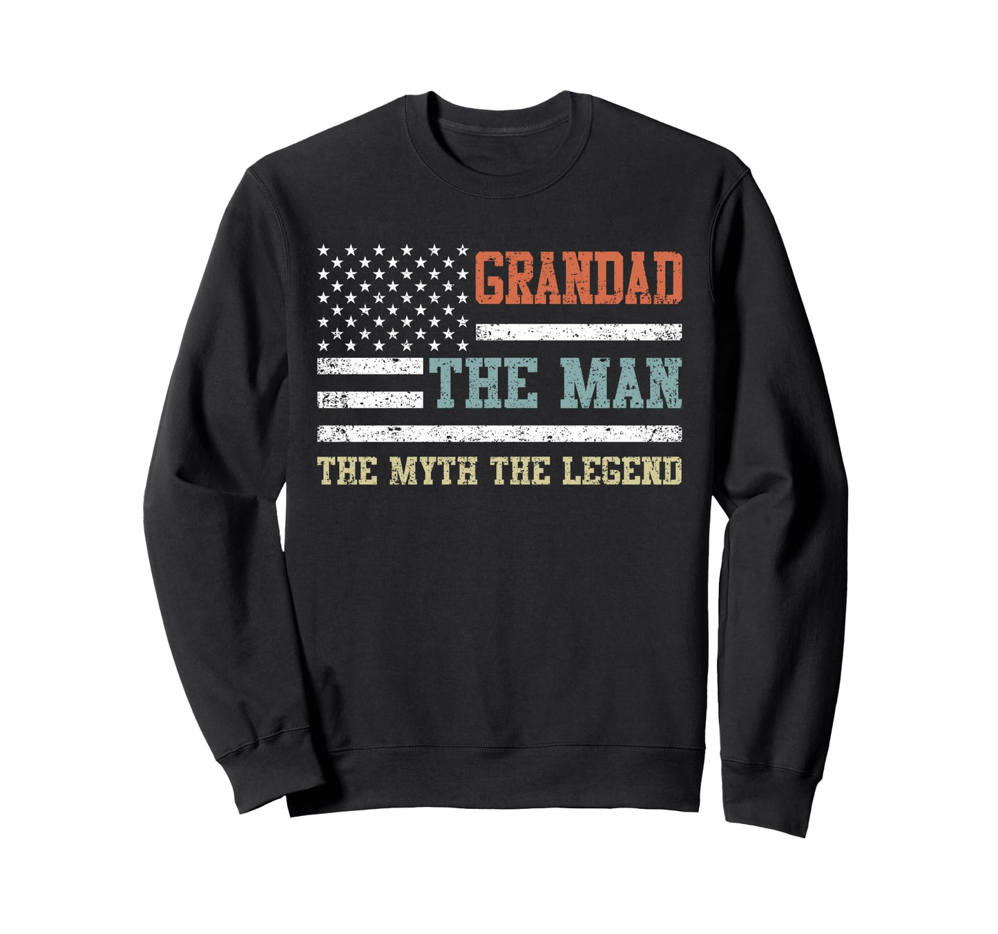 Grandad Myth Legend Us Flag Sweatshirt - Minimalist Print Men Women - T-Shirt, Sweatshirt, Hoodie