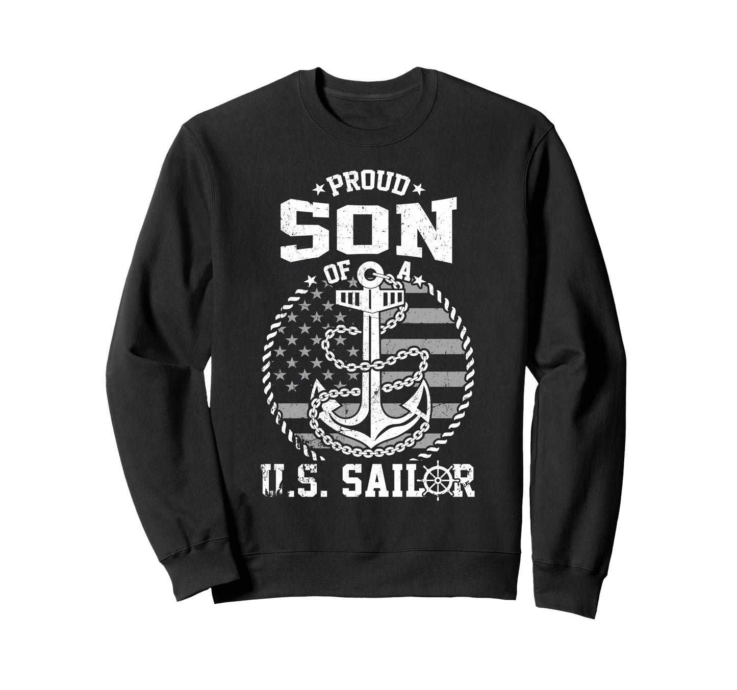 Proud Son Us Sailor Anchor Flag Usa Sweatshirt - Unique Graphic Unisex - T-Shirt, Sweatshirt, Hoodie