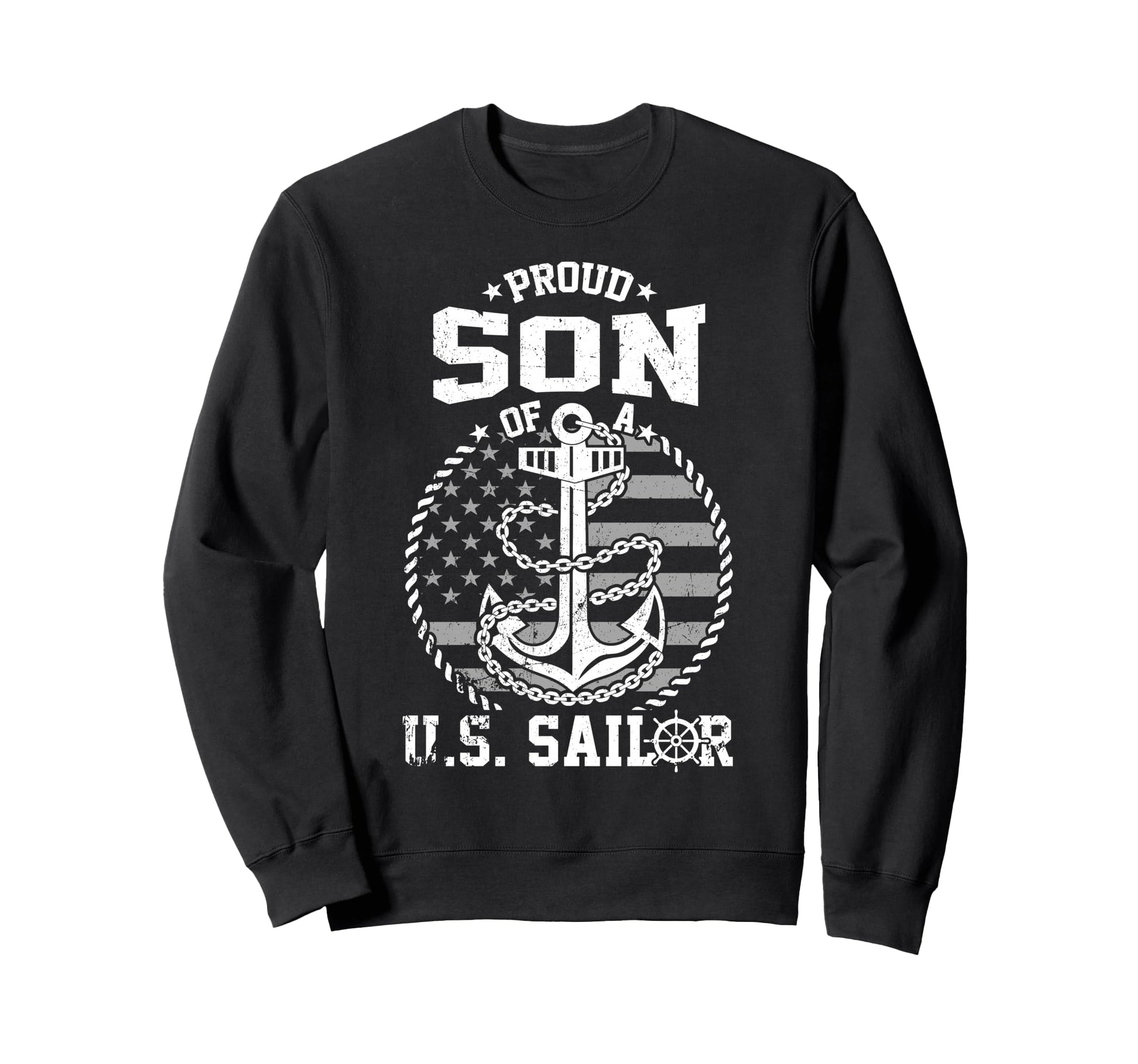 Proud Son Us Sailor Anchor Flag Usa Sweatshirt - Unique Graphic Unisex - T-Shirt, Sweatshirt, Hoodie