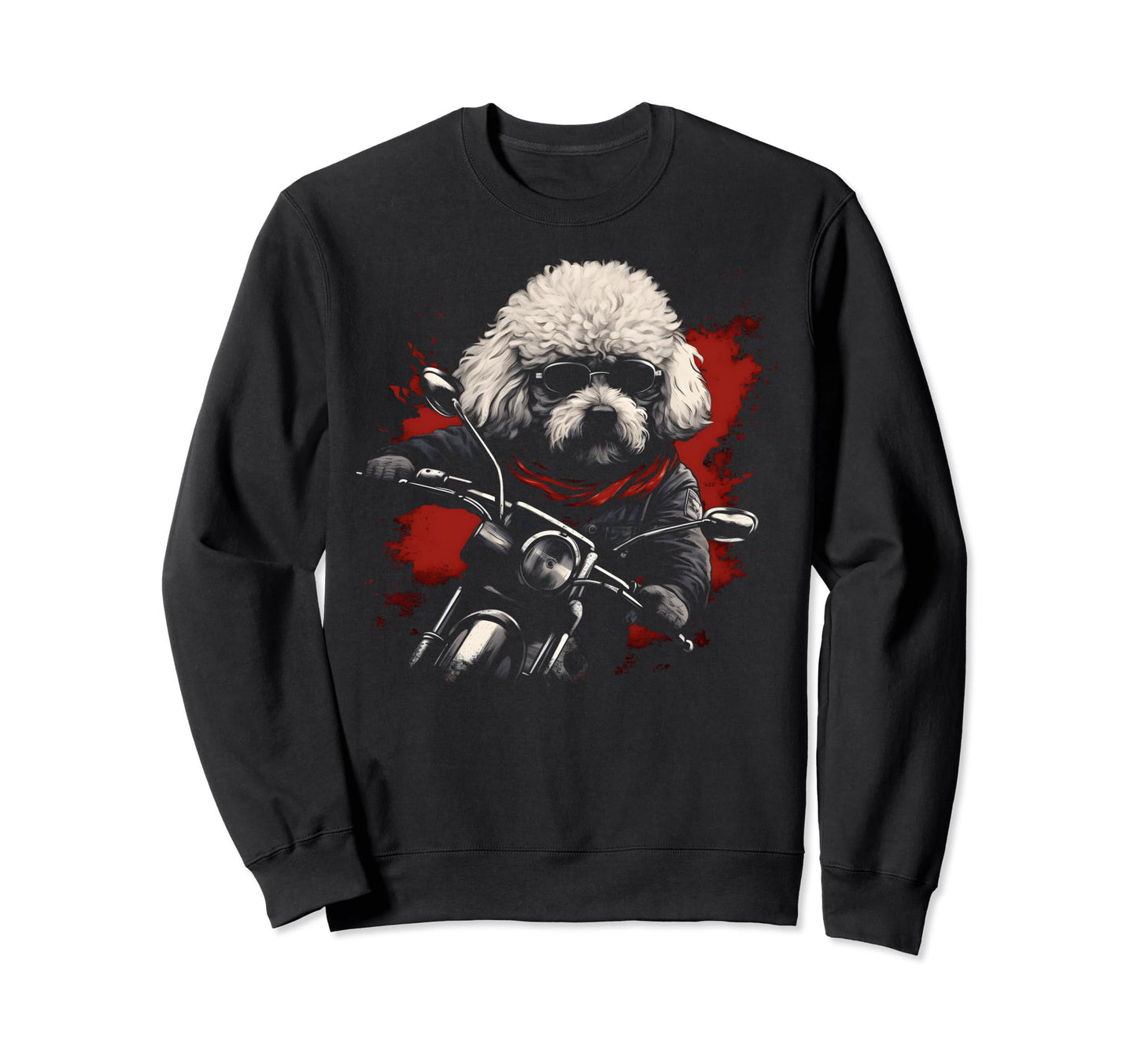 Motorcycle Dad Biker Dog Funny Bichon Sweatshirt - Graphic Print Men Women - T-Shirt, Sweatshirt, Hoodie