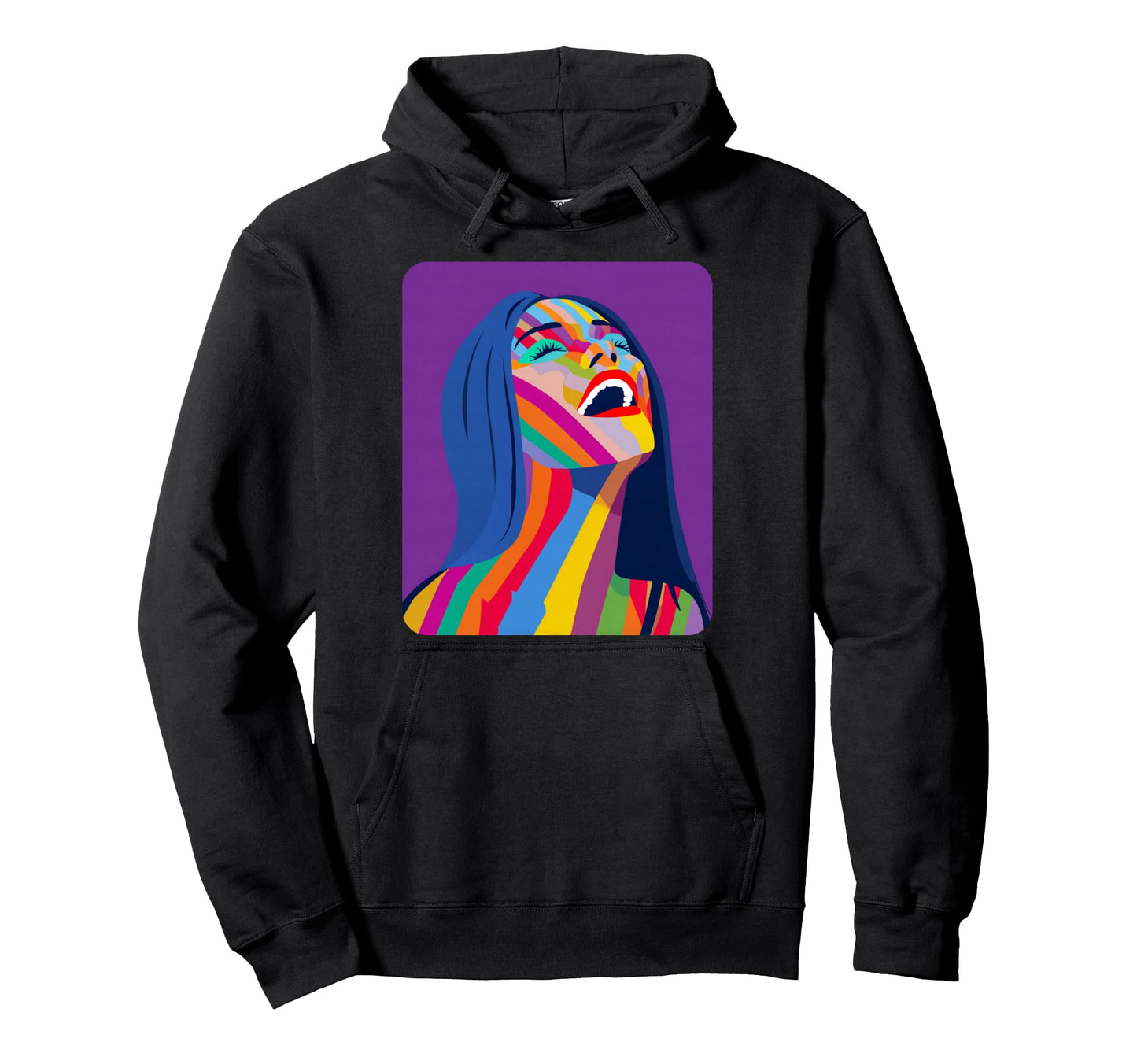 Pop Art Colorful Womens Designer Purple Hoodie - Custom Art Print Unisex - T-Shirt, Sweatshirt, Hoodie