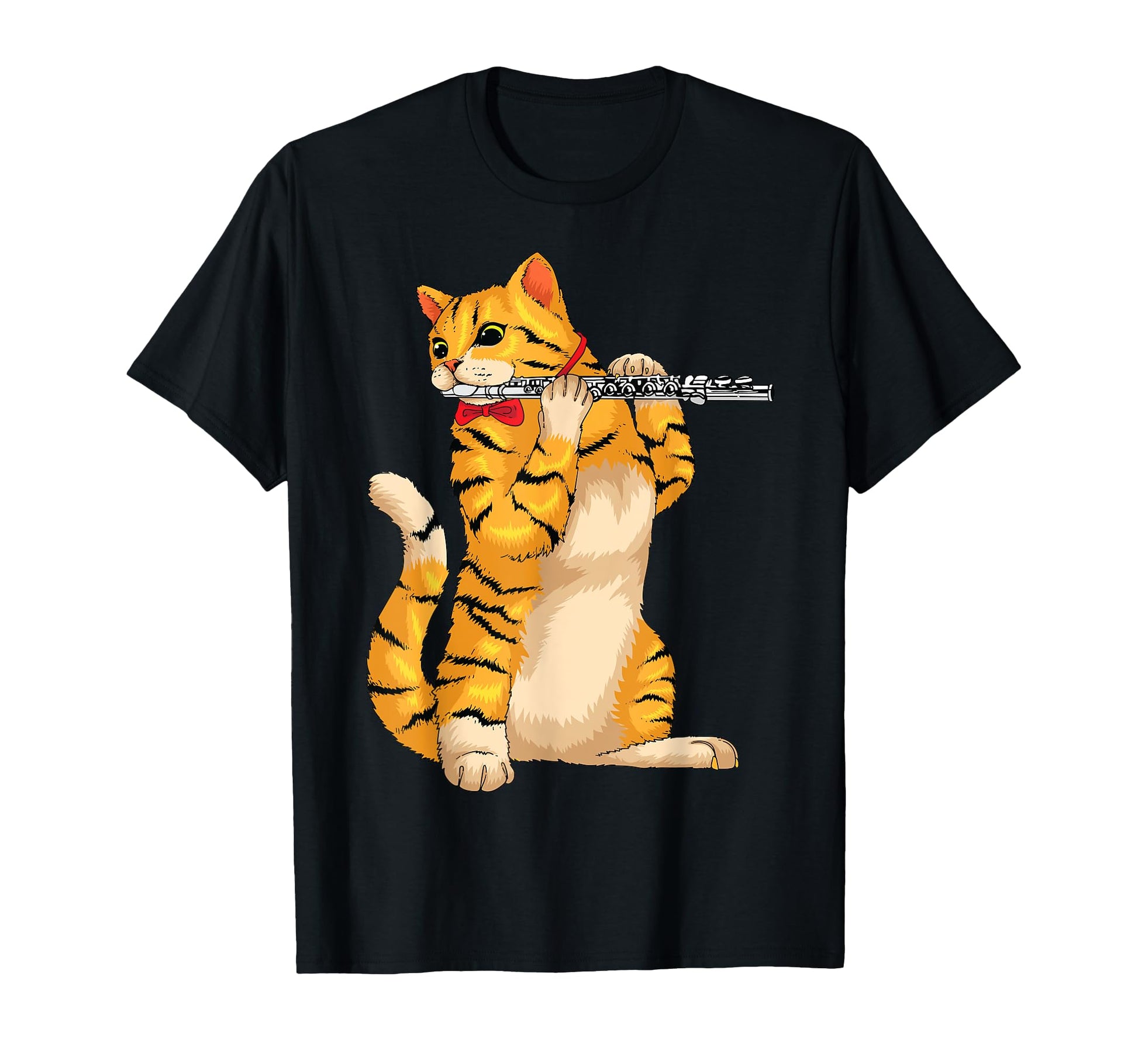 Funny Cat Playing Flute Animal T-Shirt - Minimalist Print for Adults - T-Shirt, Sweatshirt, Hoodie