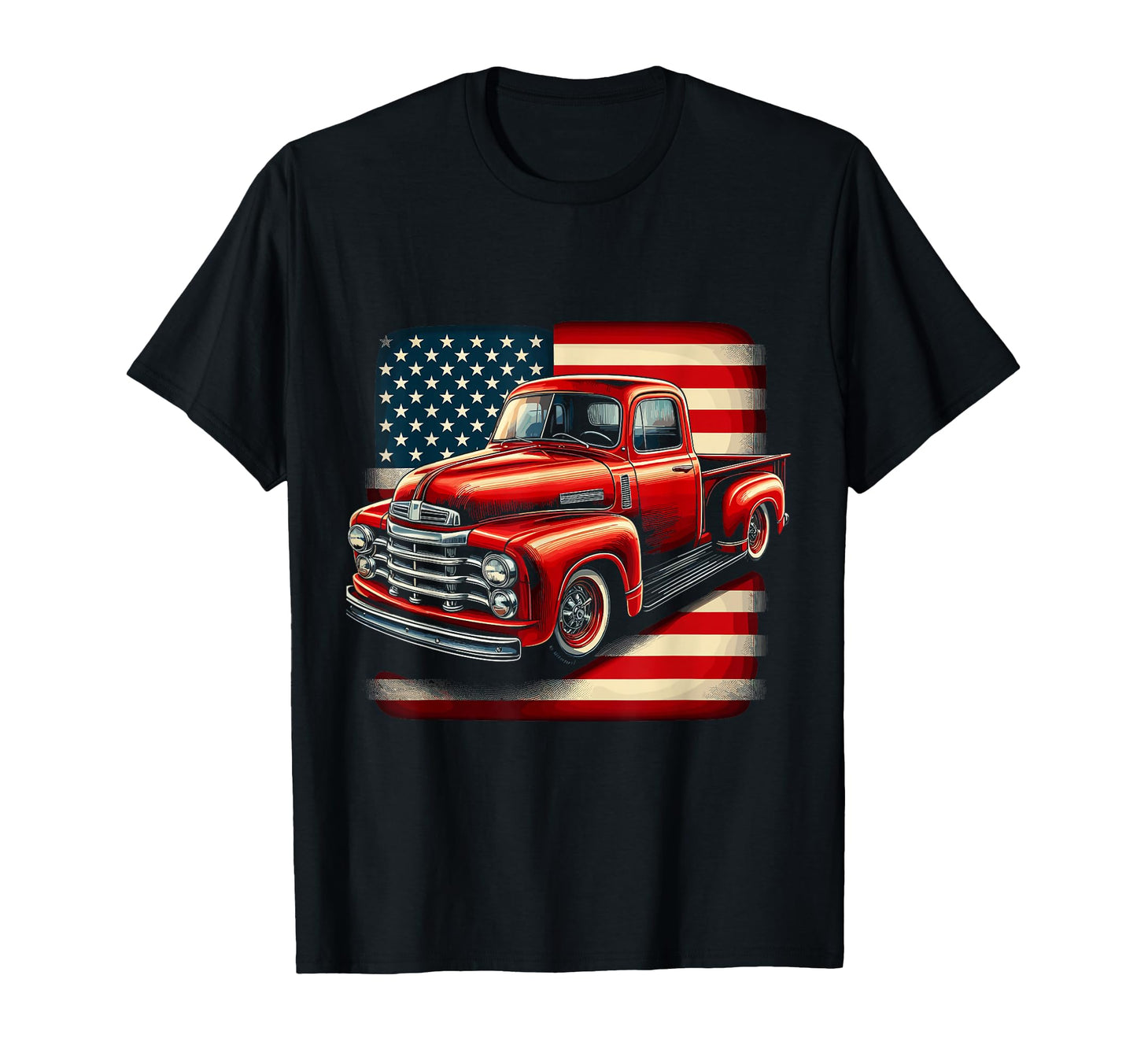 Old Pickup Truck 4Th July Patriotic T-Shirt - Aesthetic Graphic for Adults - T-Shirt, Sweatshirt, Hoodie