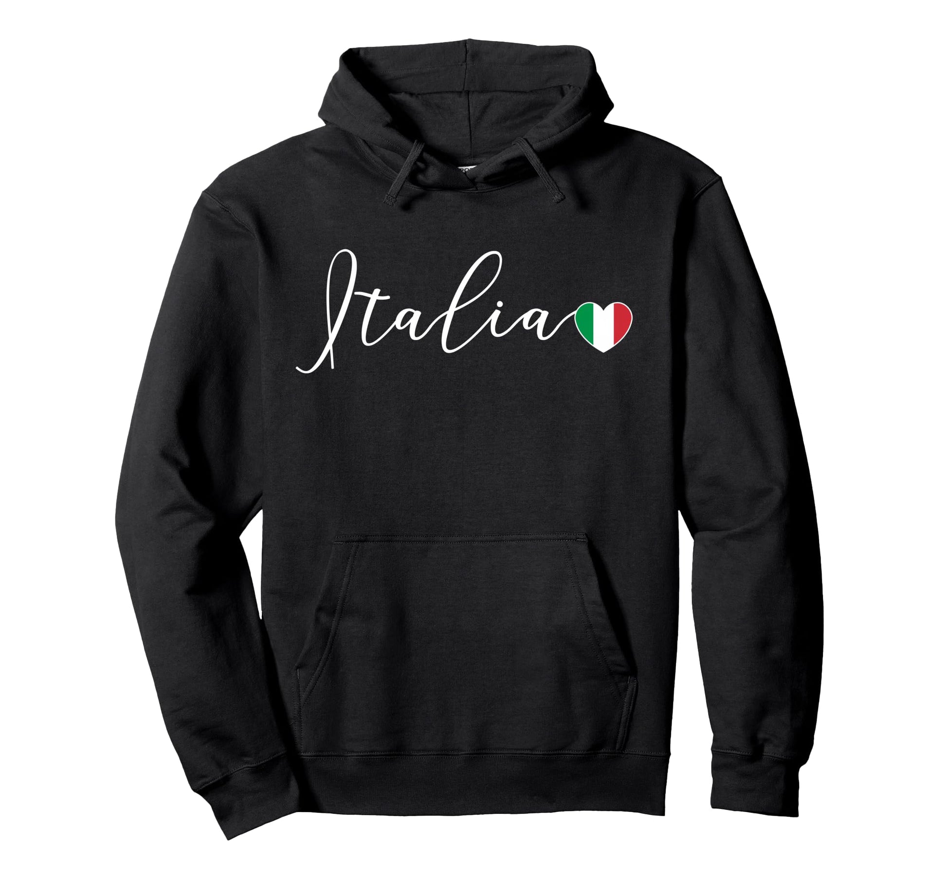 Italia Simple Love Italian Flag Heart Hoodie - Fun Novelty Design Unisex - T-Shirt, Sweatshirt, Hoodie