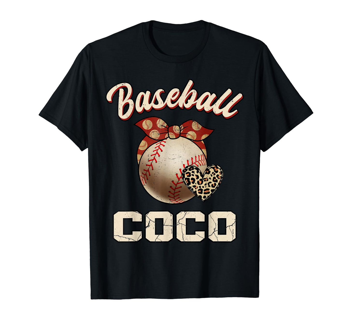 Baseball Coco Bandana Leopard Heart Fans T-Shirt - Novelty Apparel Unisex - T-Shirt, Sweatshirt, Hoodie