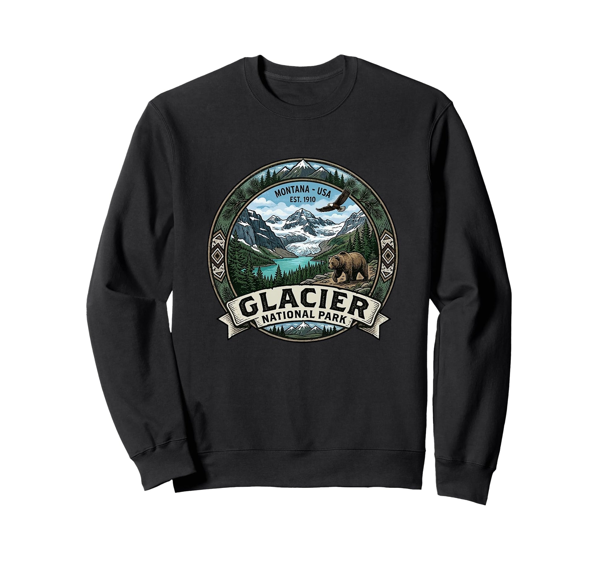 Glacier National Park Montana Novelty Sweatshirt - Streetwear Style Unisex - T-Shirt, Sweatshirt, Hoodie