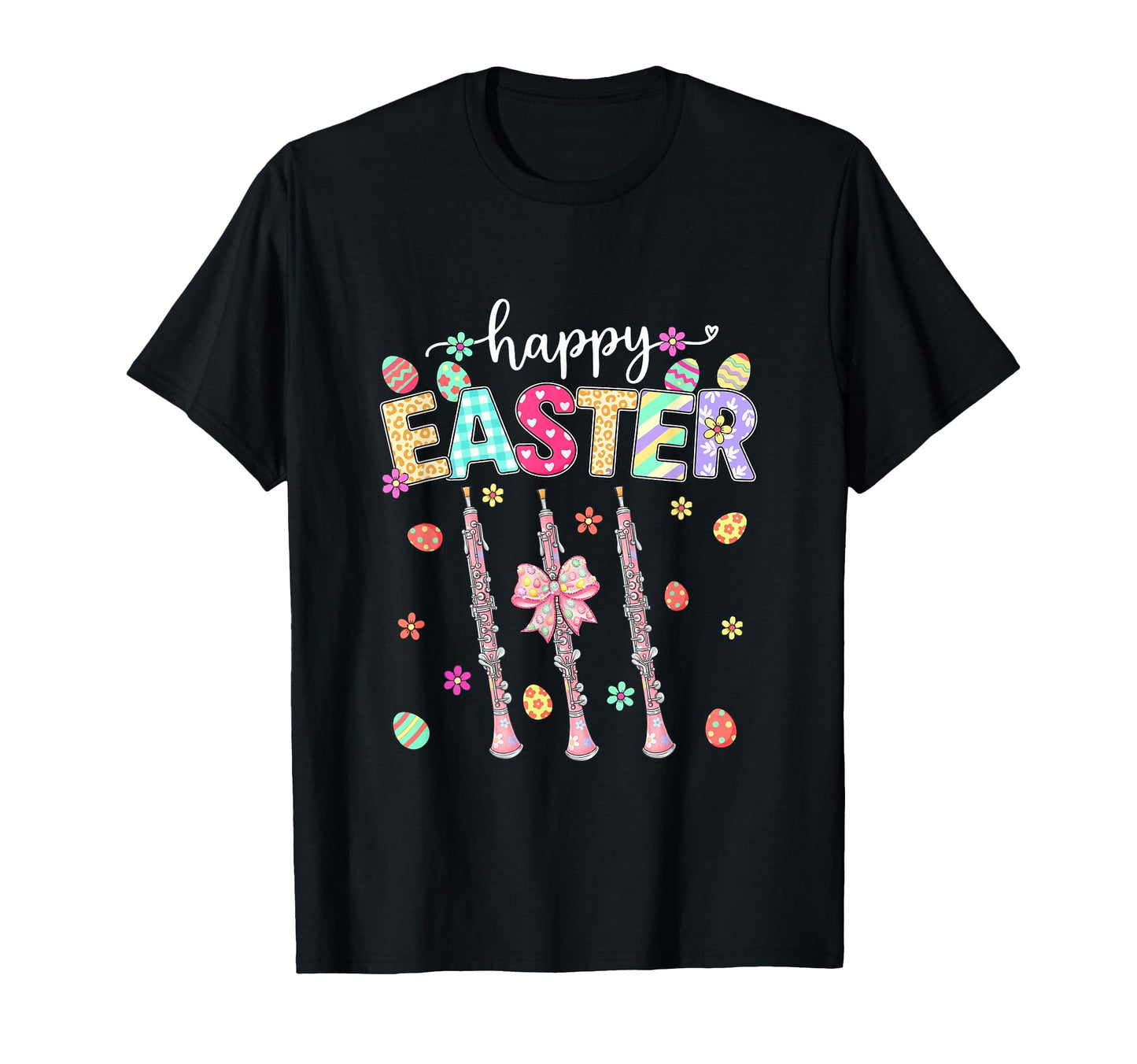 Happy Easter Oboe Player Bow Tie T-Shirt - Minimalist Print for Adults - T-Shirt, Sweatshirt, Hoodie