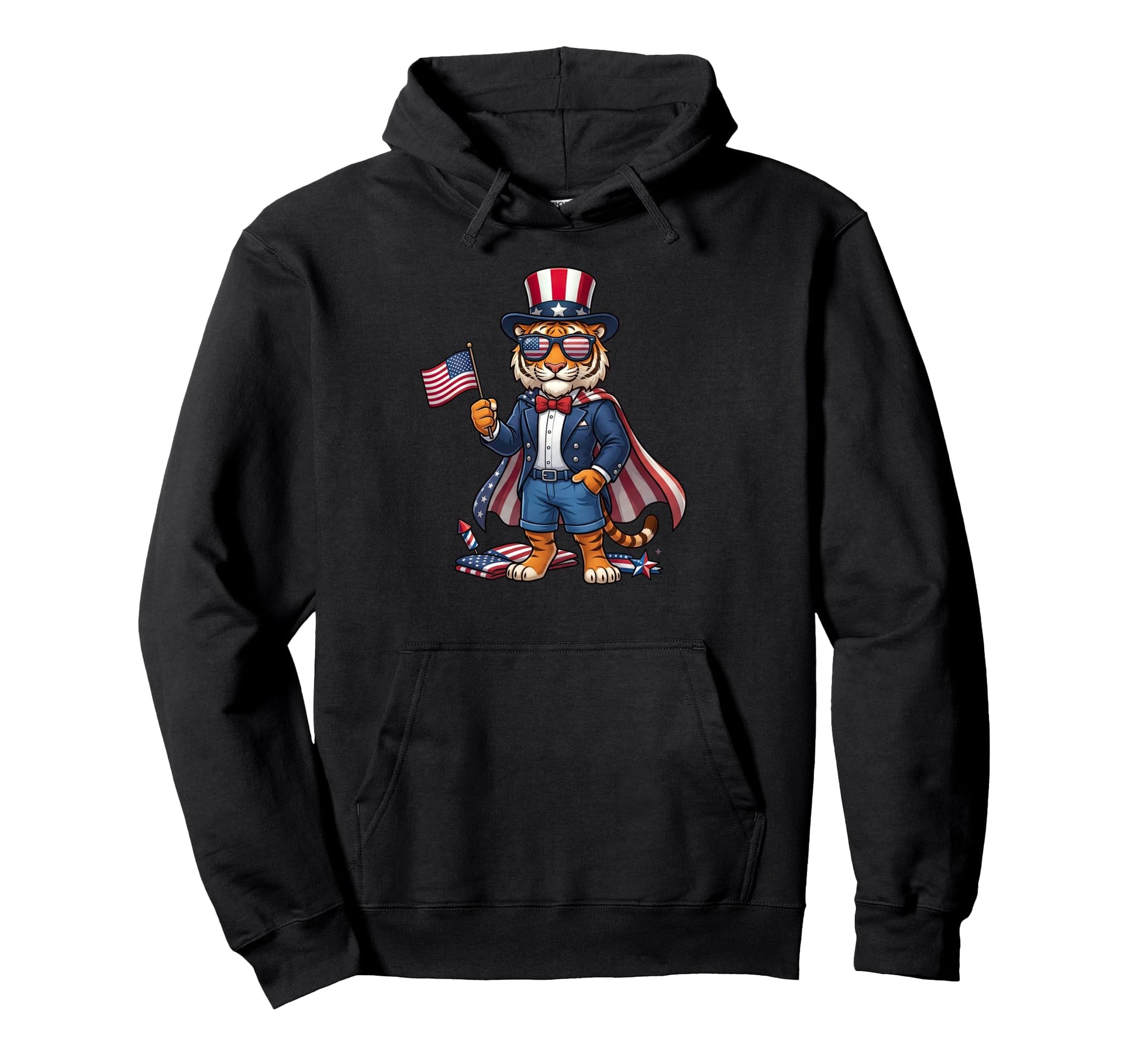 Funny Tiger American Usa Flag Memorial Hoodie - Streetwear Style Men Women - T-Shirt, Sweatshirt, Hoodie