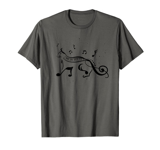 Cat Treble Clef Music Funny Kitty T-Shirt - Casual Everyday Wear Unisex - T-Shirt, Sweatshirt, Hoodie