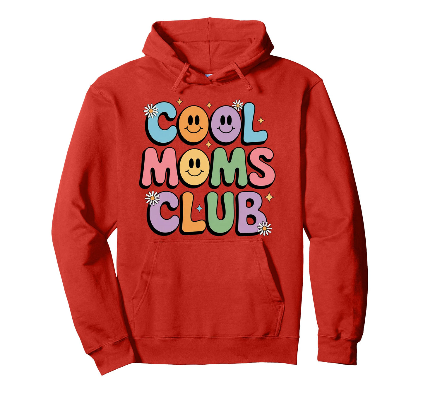 Moms Club Smile Flower Groovy Womens Hoodie - Streetwear Style Unisex - T-Shirt, Sweatshirt, Hoodie