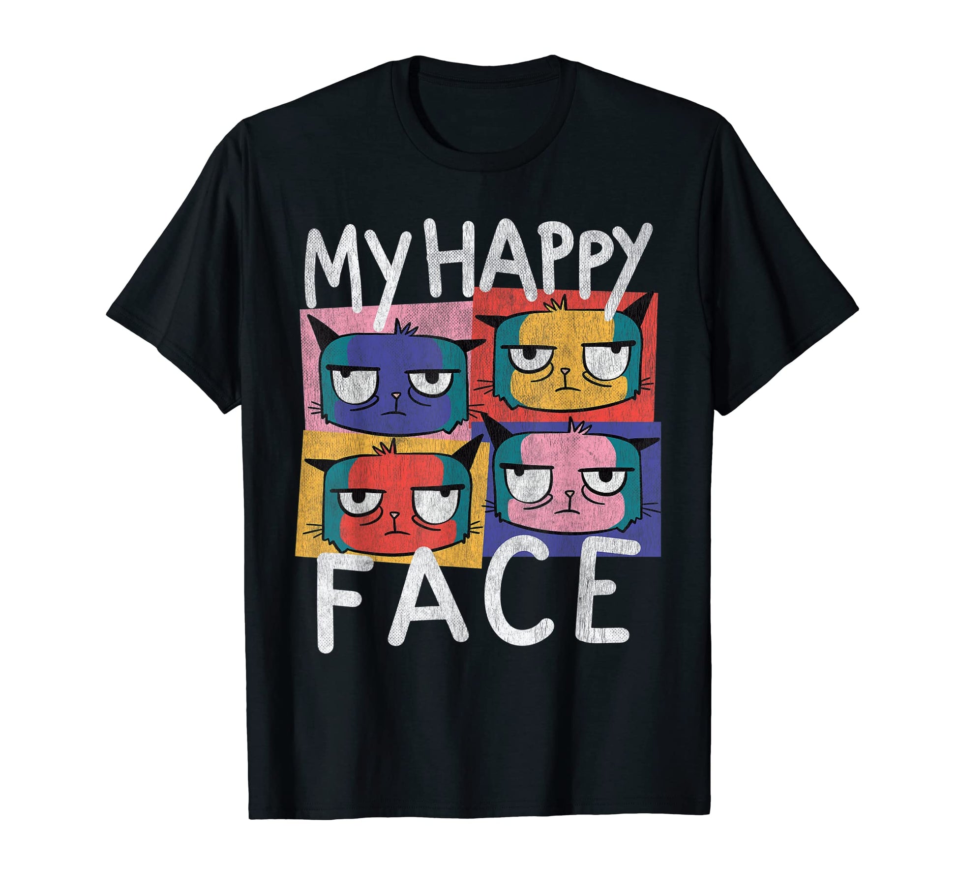 This Is My Happy Face Meaw Pop Art T-Shirt - Graphic Print for Adults - T-Shirt, Sweatshirt, Hoodie