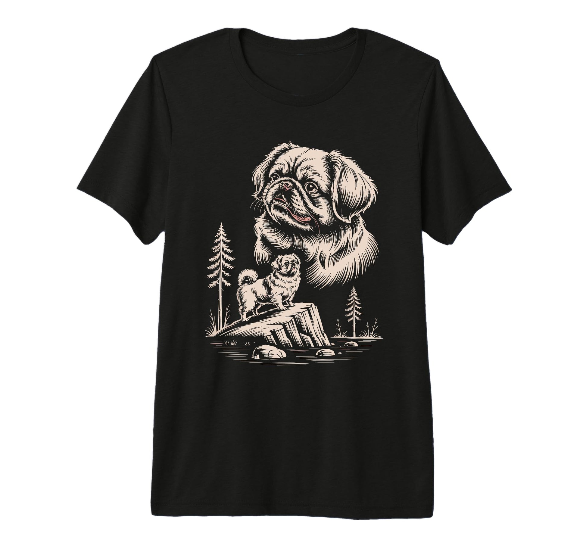 Mom Dad Pekingese Dog Owner Hiking T-Shirt - Custom Art Print Men Women - T-Shirt, Sweatshirt, Hoodie