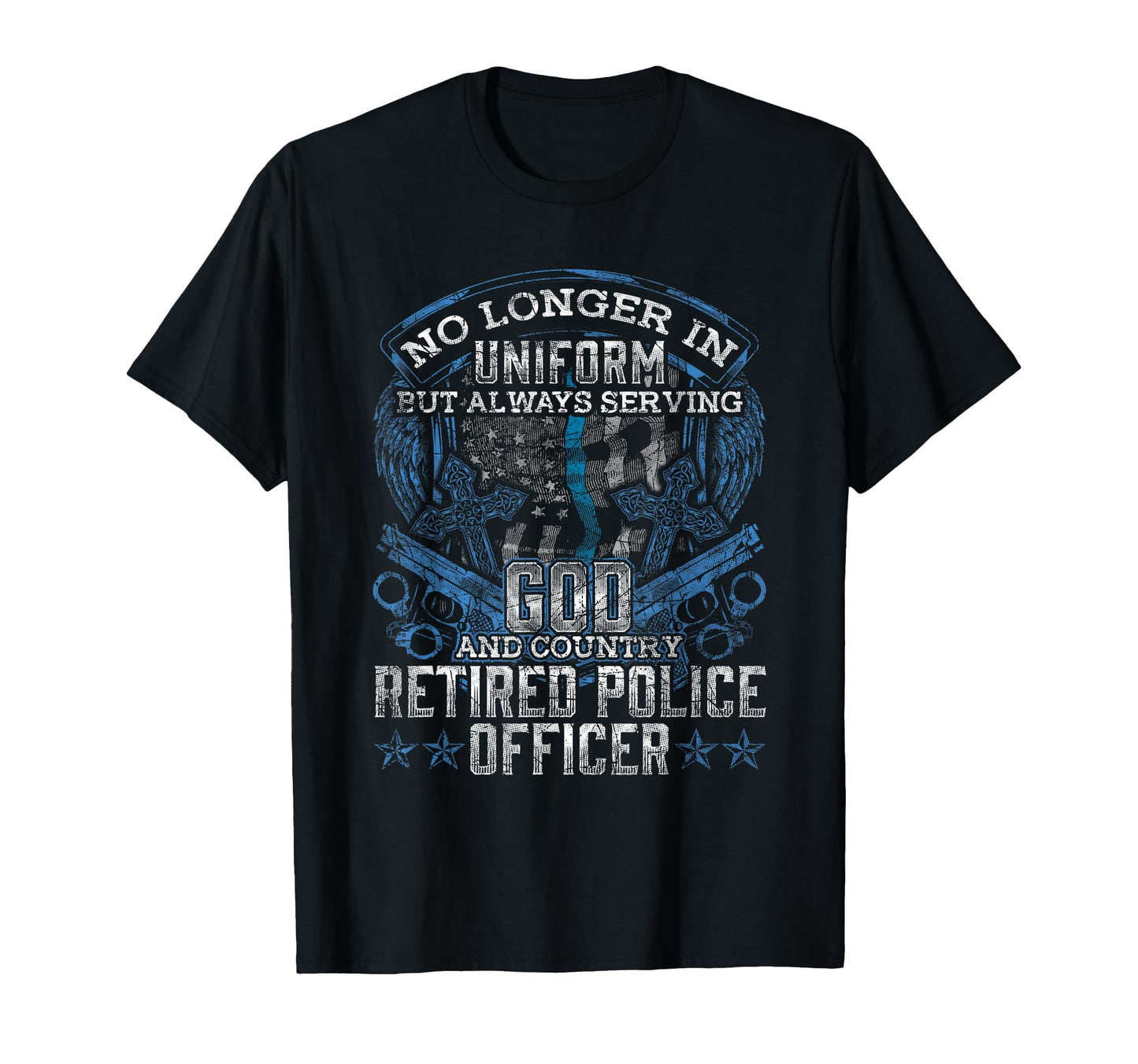 Retired Police Officer Flag Thin T-Shirt - Casual Everyday Wear Unisex - T-Shirt, Sweatshirt, Hoodie