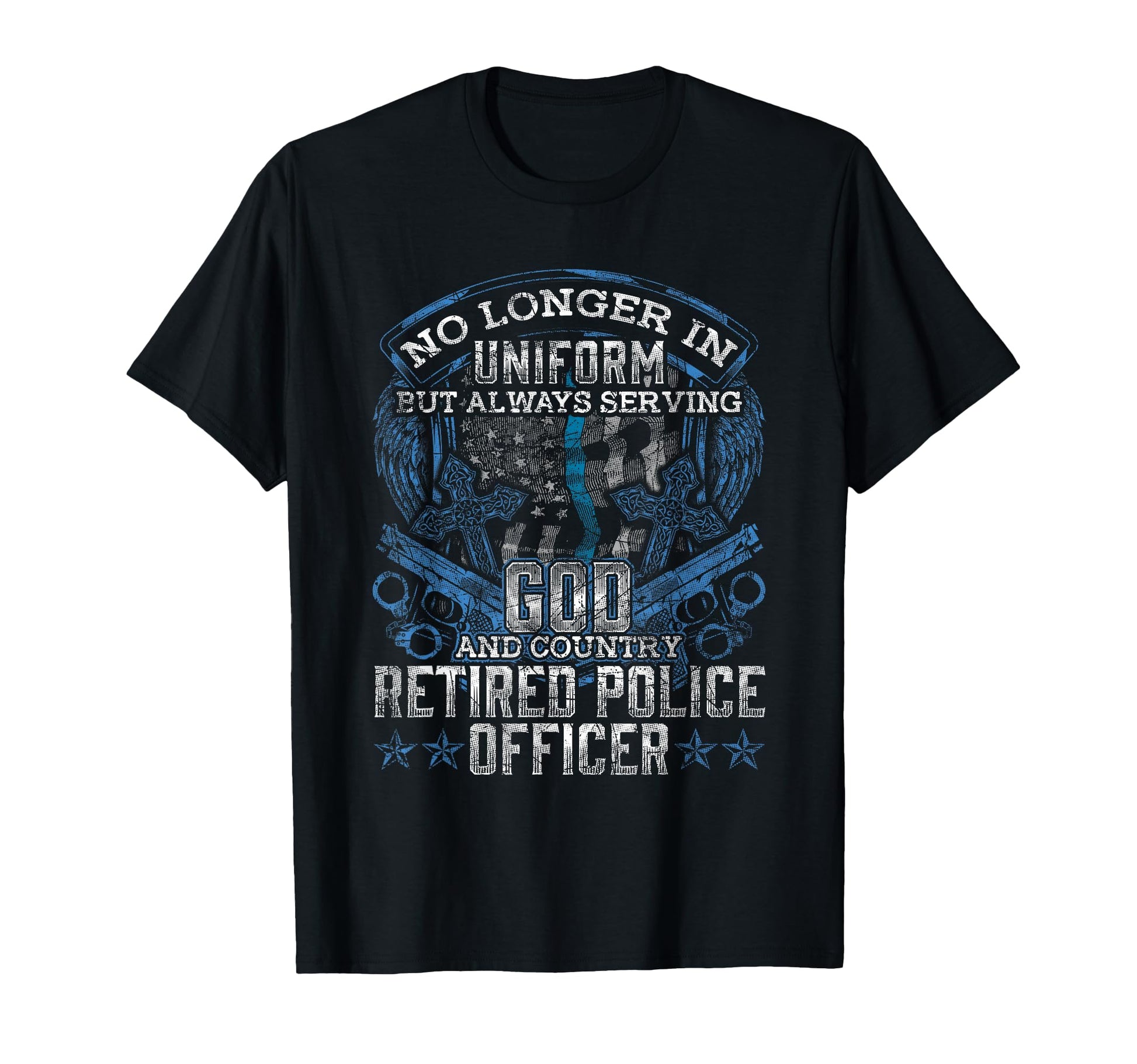 Retired Police Officer Flag Thin T-Shirt - Casual Everyday Wear Unisex - T-Shirt, Sweatshirt, Hoodie