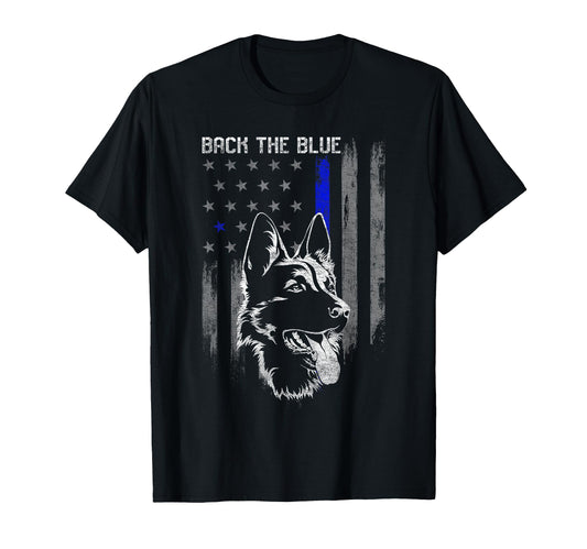 Back Blue Thin Blue Line Flag German T-Shirt - Aesthetic Graphic Unisex - T-Shirt, Sweatshirt, Hoodie