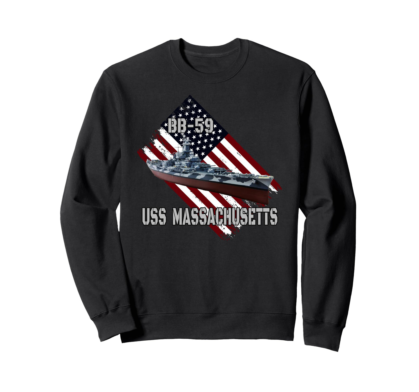 Battleship Uss Massachusetts Bb 59 Sweatshirt - Graphic Print Men Women - T-Shirt, Sweatshirt, Hoodie