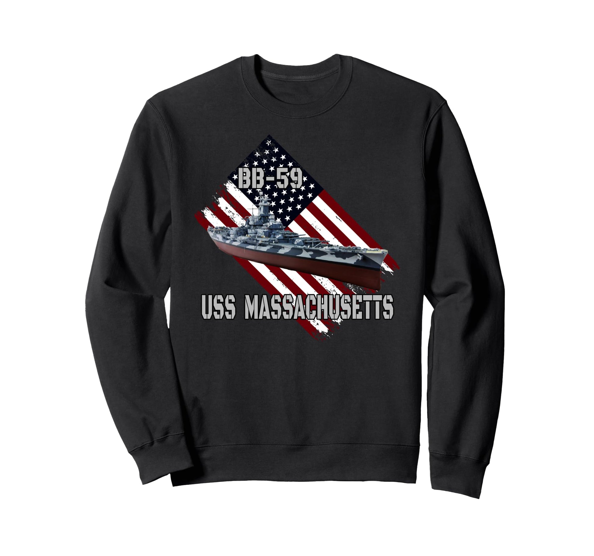 Battleship Uss Massachusetts Bb 59 Sweatshirt - Graphic Print Men Women - T-Shirt, Sweatshirt, Hoodie