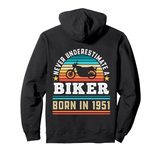Biker Born 1951 70Th Birthday Hoodie - Aesthetic Graphic Men Women - T-Shirt, Sweatshirt, Hoodie